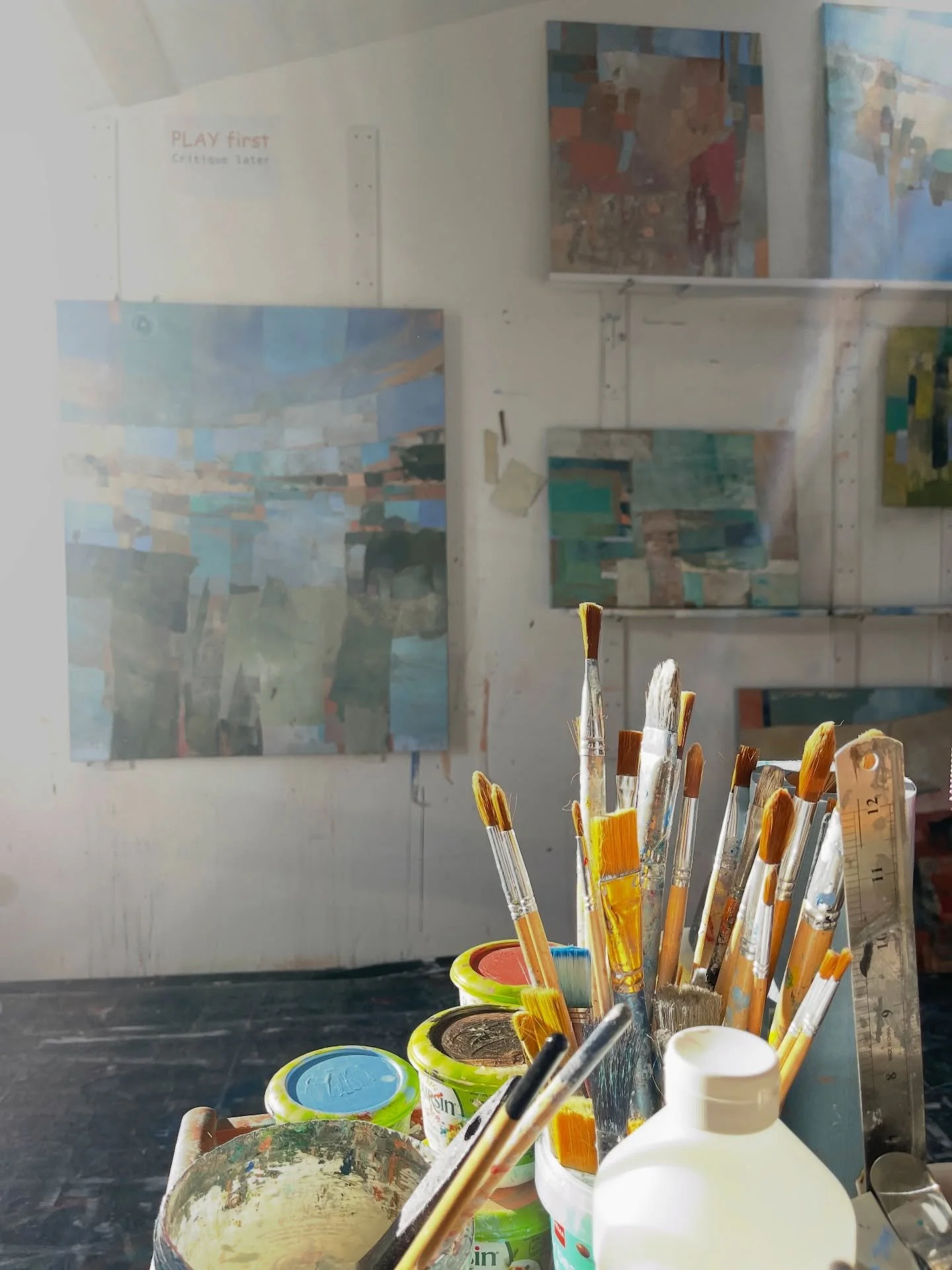 Yesterday we took down the last of the artworks from my Topophilia solo exhibition and delivered some of the sold artworks and this morning I&rsquo;m back in my studio, taking it slowly, enjoying the rays of sunlight streaming in, reflecting back, an