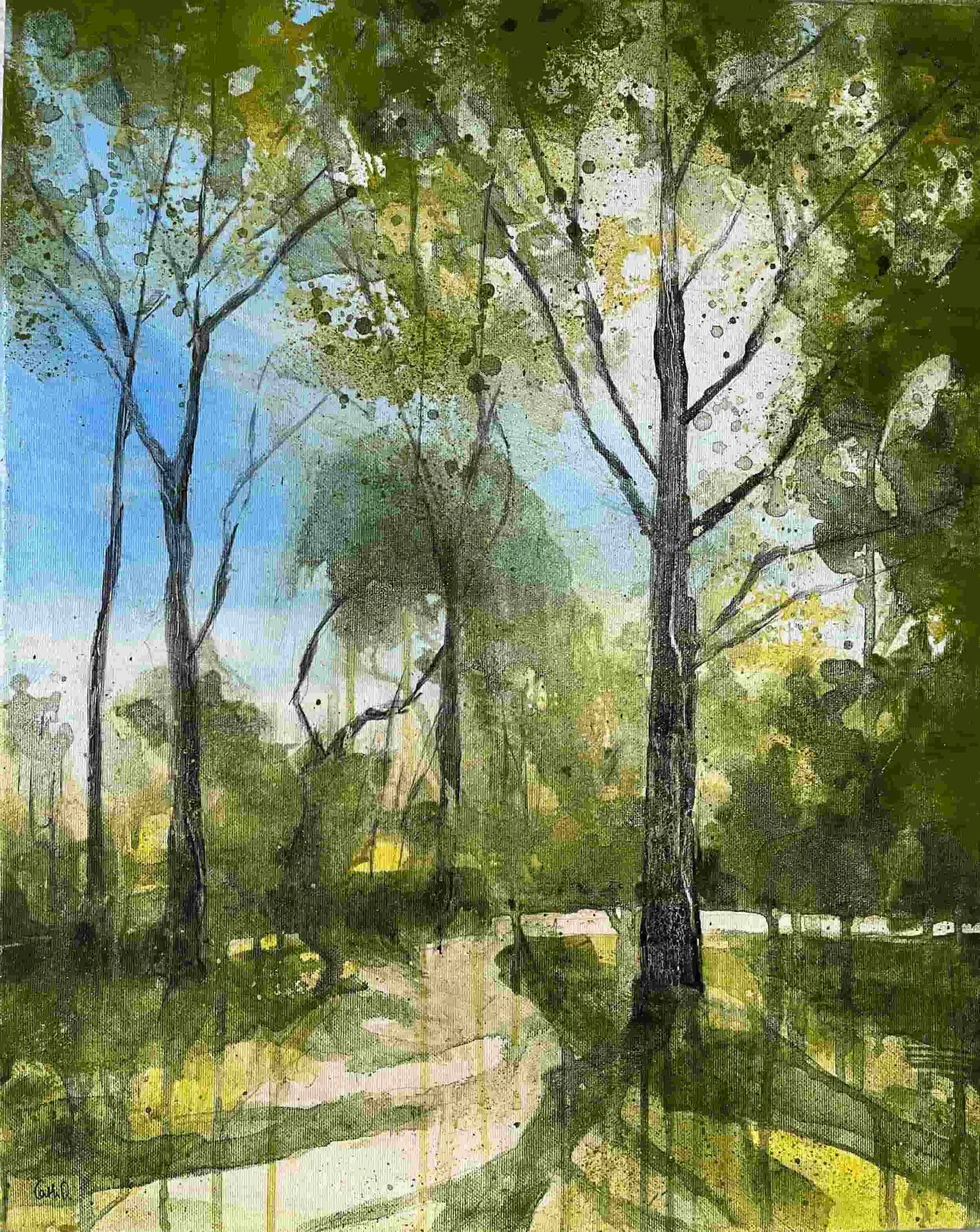 Pathways 4 (2023). Mixed media on canvas. 40 x 50cm. Available. €400.