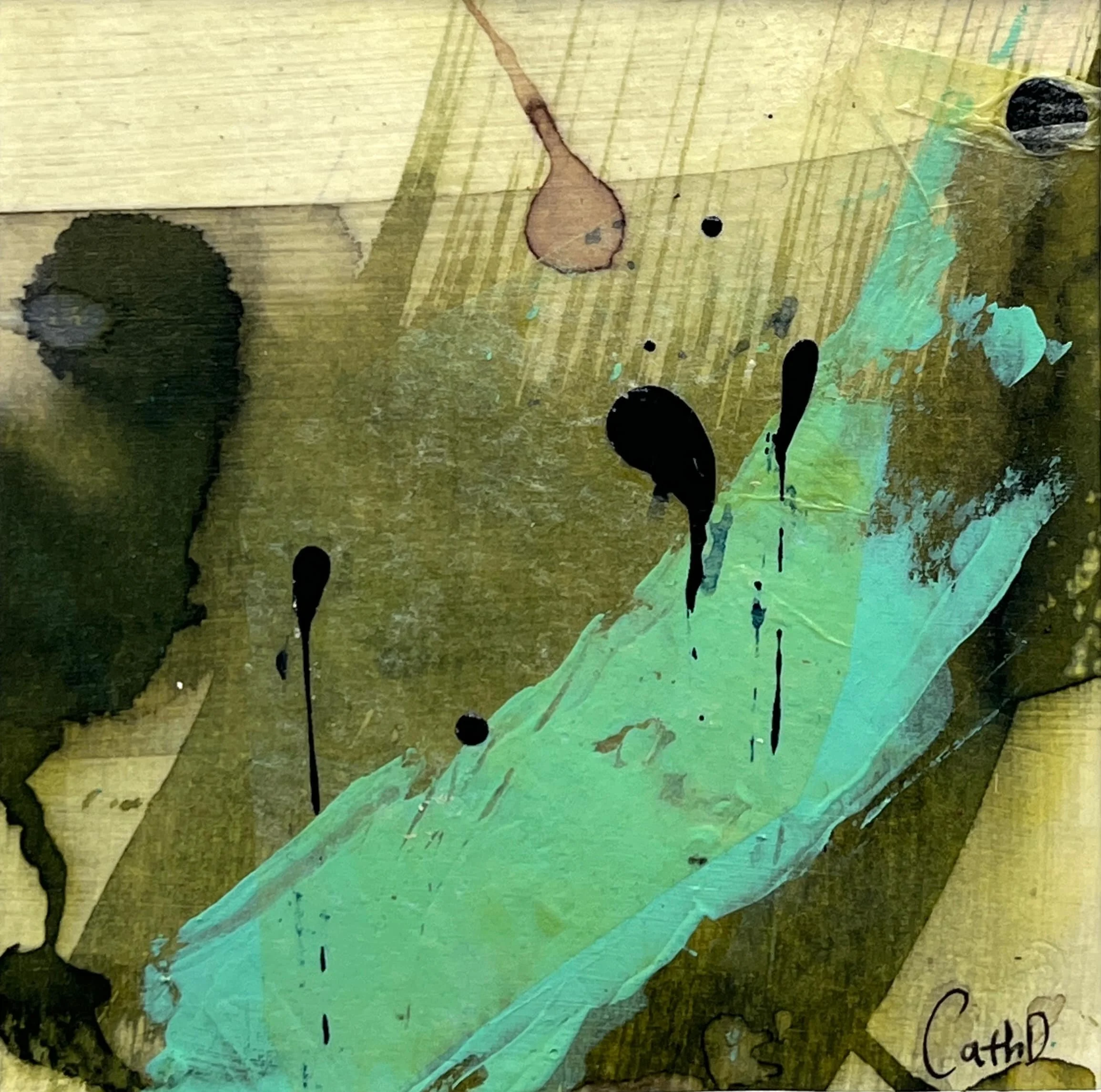 Landscapes of Cornwall 12 (2024). Mixed media on paper. 9.5 x 9.5cm, mounted in a 20 x 20cm white passe-partout. Available. €40.