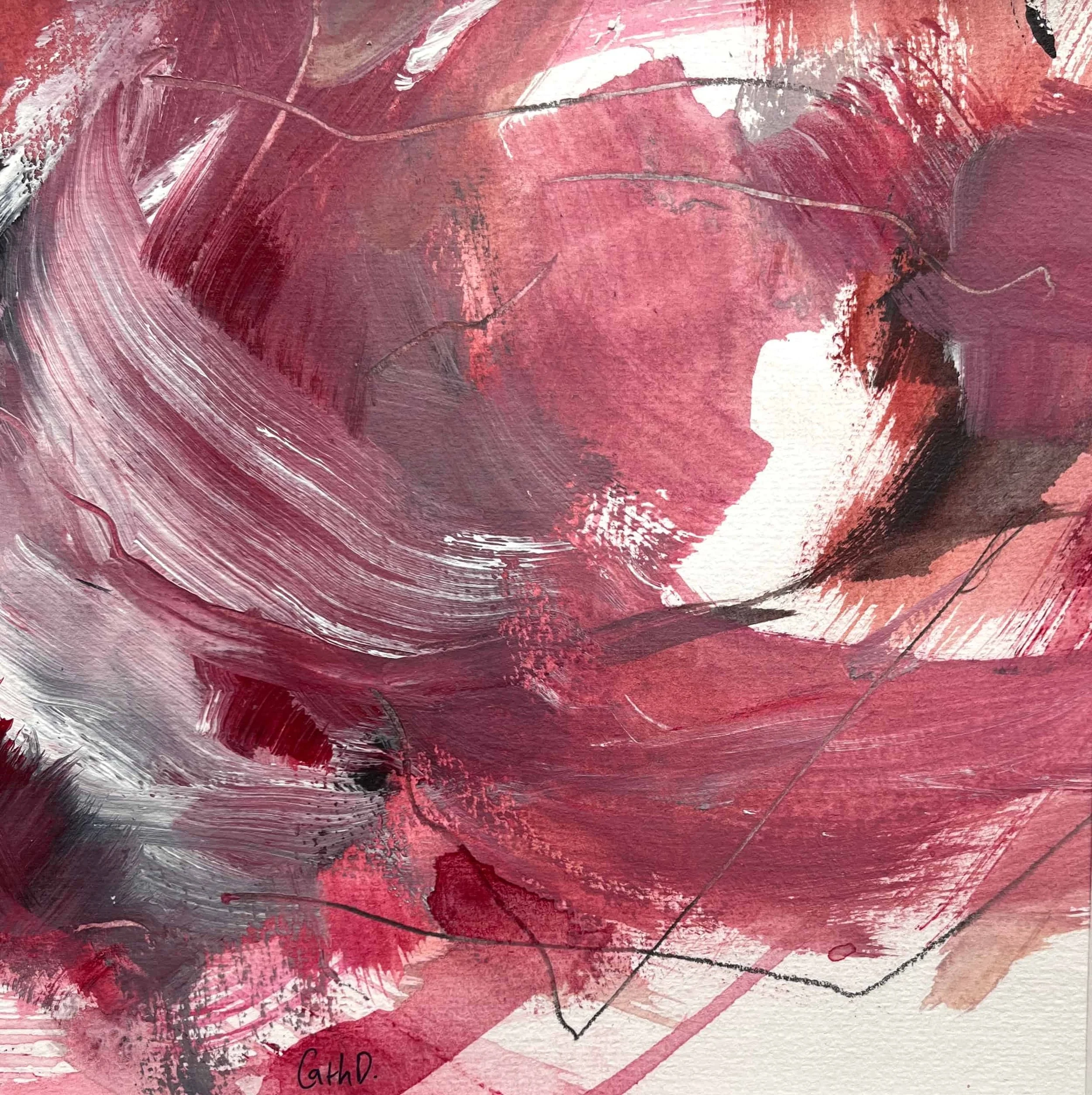 April in Paris Study 10 (2023). Acrylic on paper. 19.5 x 19.5cm, mounted with a 30 x 30cm white passe-partout. Available. €85.