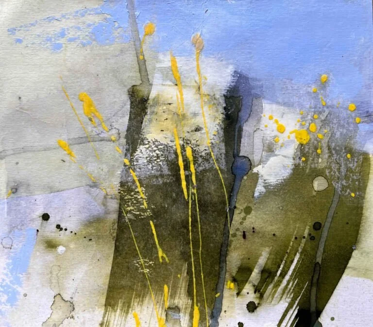 Landscapes of Cornwall 7 (2024). Mixed media on paper. 22.5 x 20cm. Available. €130.