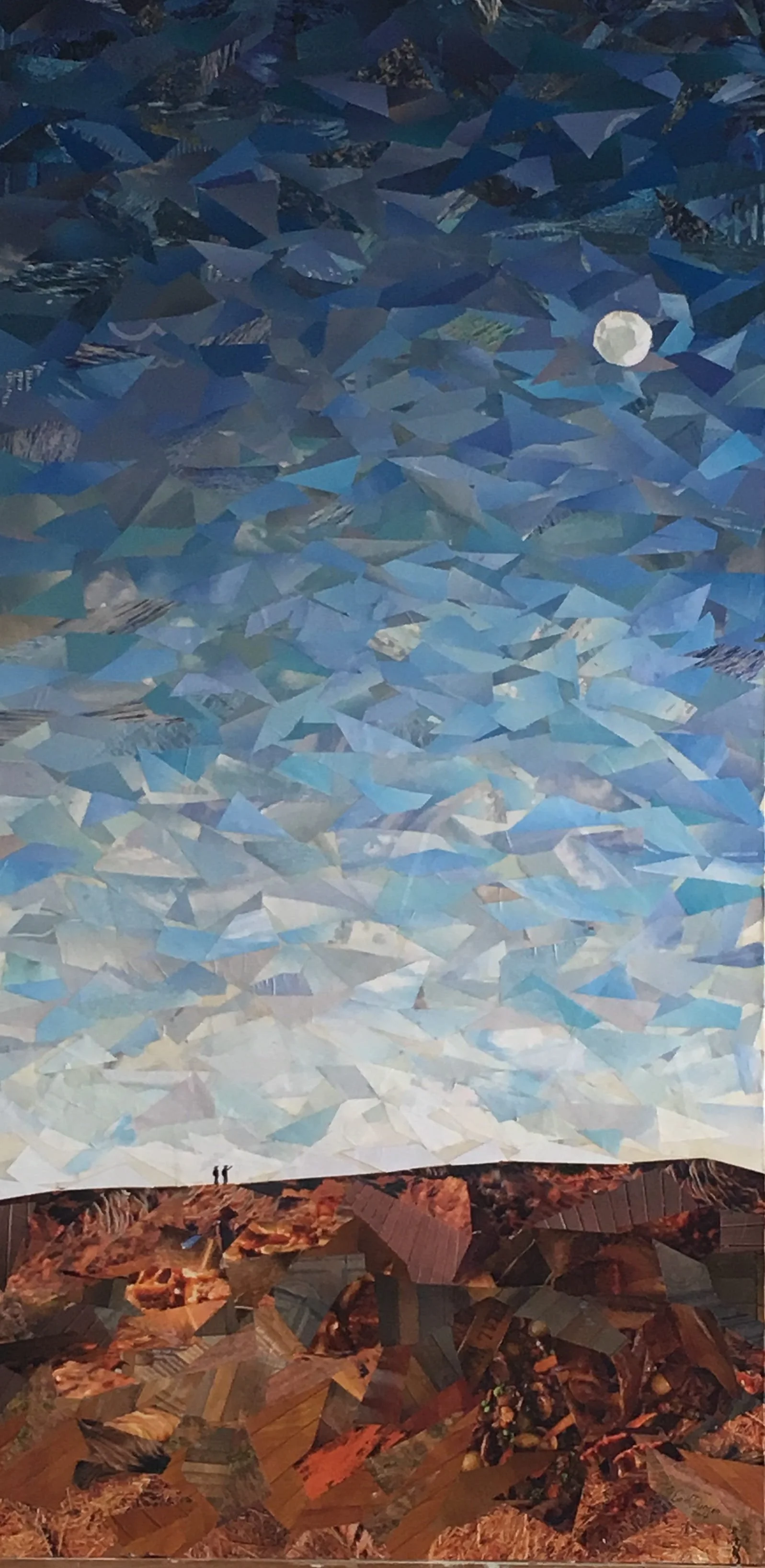 Big Sky (2014). Magazine Paper cuttings on wood panel. SOLD.
