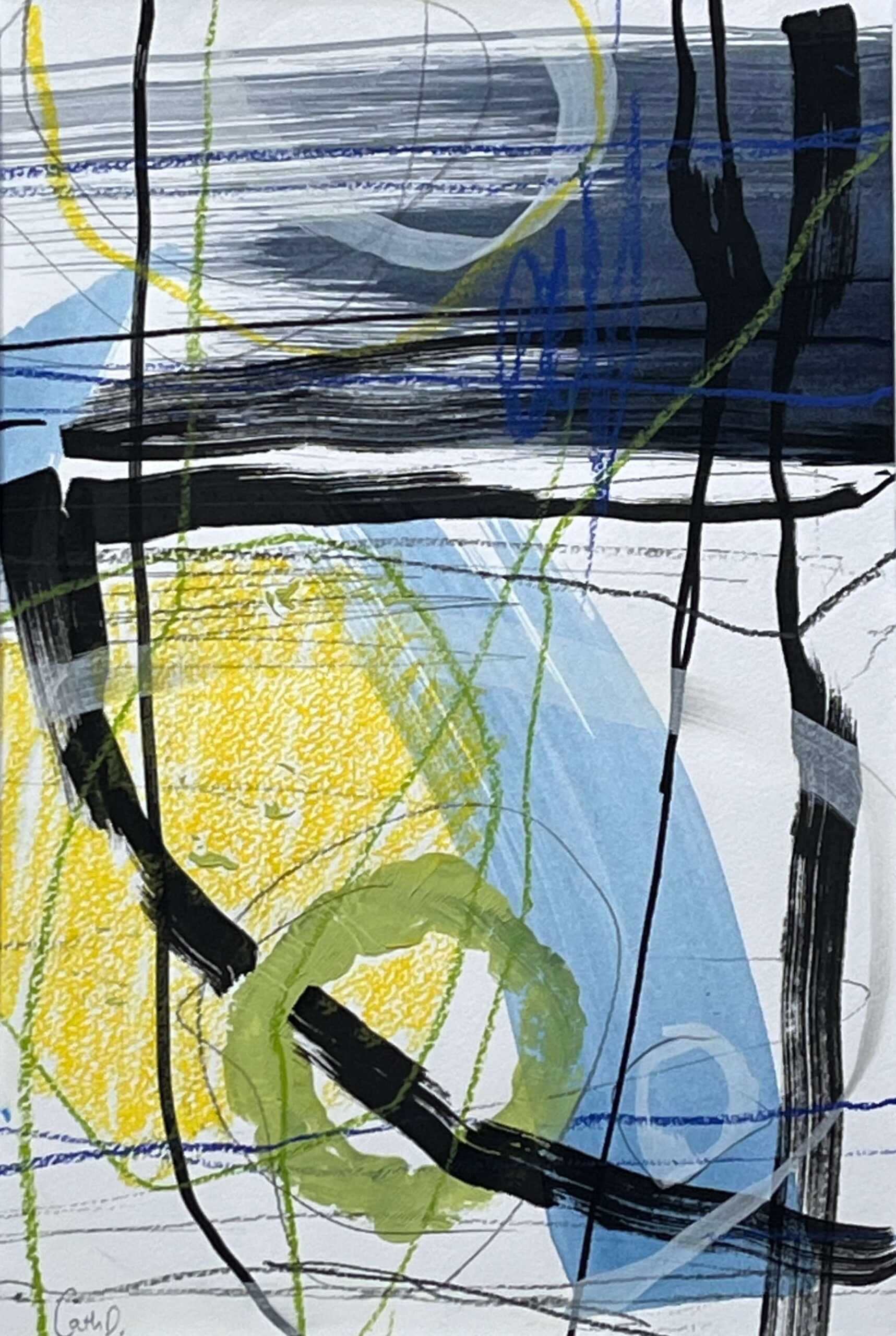 Landlines 17 (2024). Mixed media on paper. 19.5 x 29.5cm. Mounted in a 30 x 40cm white passe-partout. Available. €195.