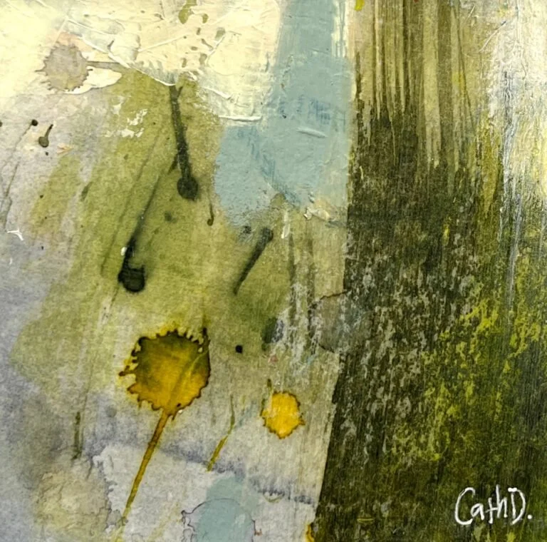 Landscapes of Cornwall 9 (2024). Mixed media on paper. 9.5 x 9.5cm. SOLD.