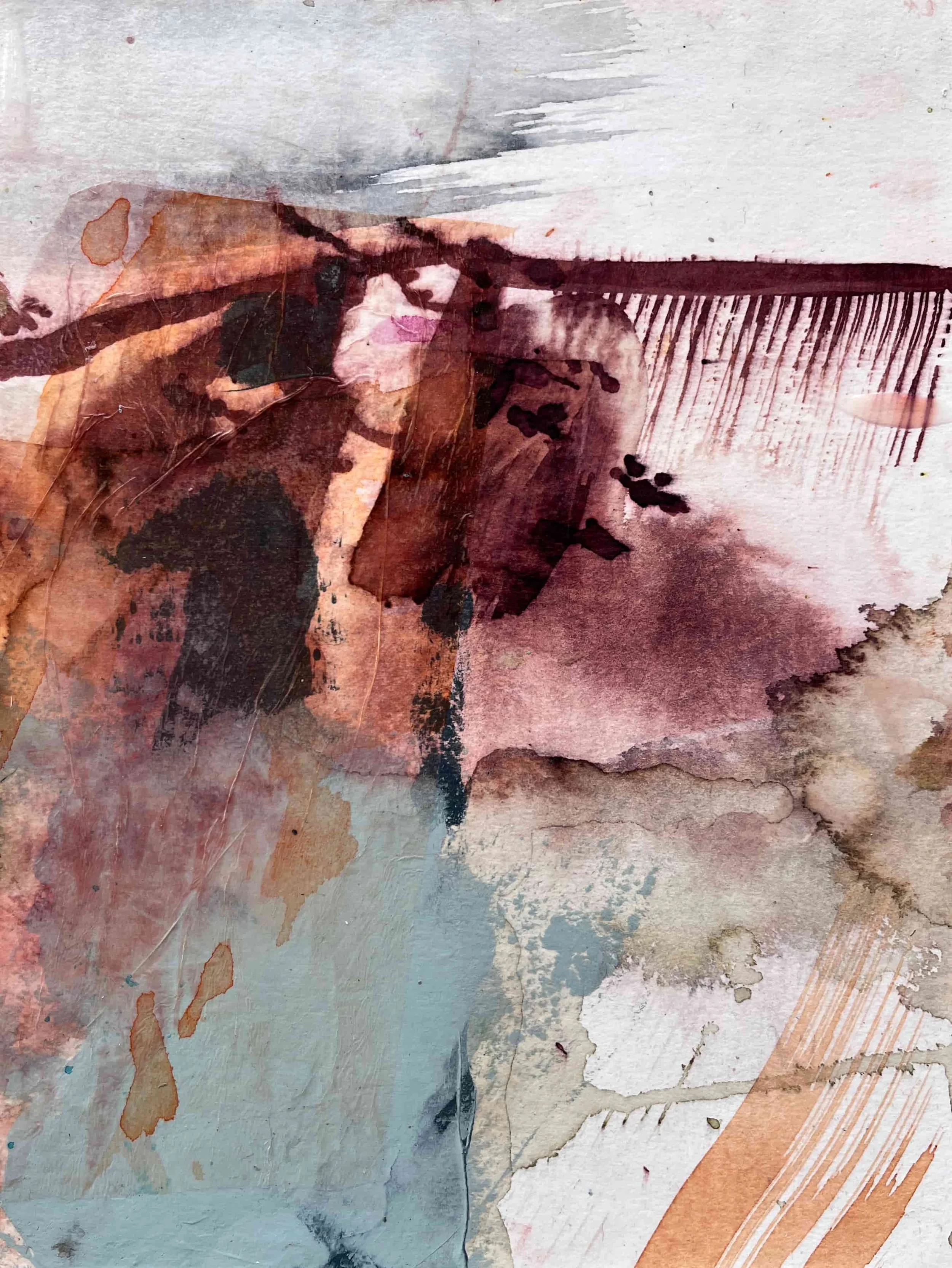 Landscapes of Cornwall 1 (2024). Mixed media on paper. 20.5 x 27.5cm. Available. €145.