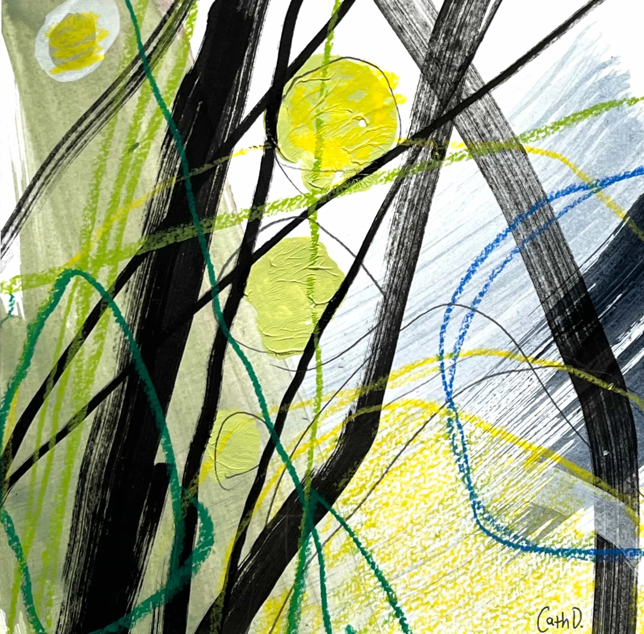 Landlines 10 (2024). Mixed media on paper. 19.5 x 19.5cm. Mounted in a 30 x 30cm white passe-partout. Available. €135.