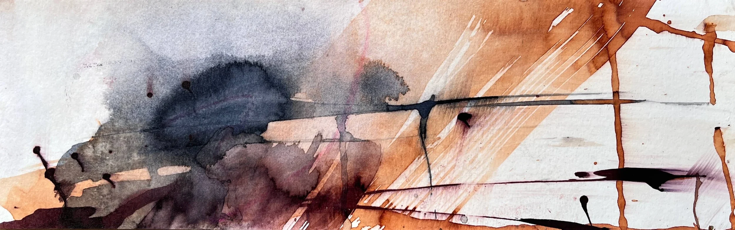 Landscapes of Cornwall 5 (2024). Mixed media on paper. 35 x 11cm. Available. €125.