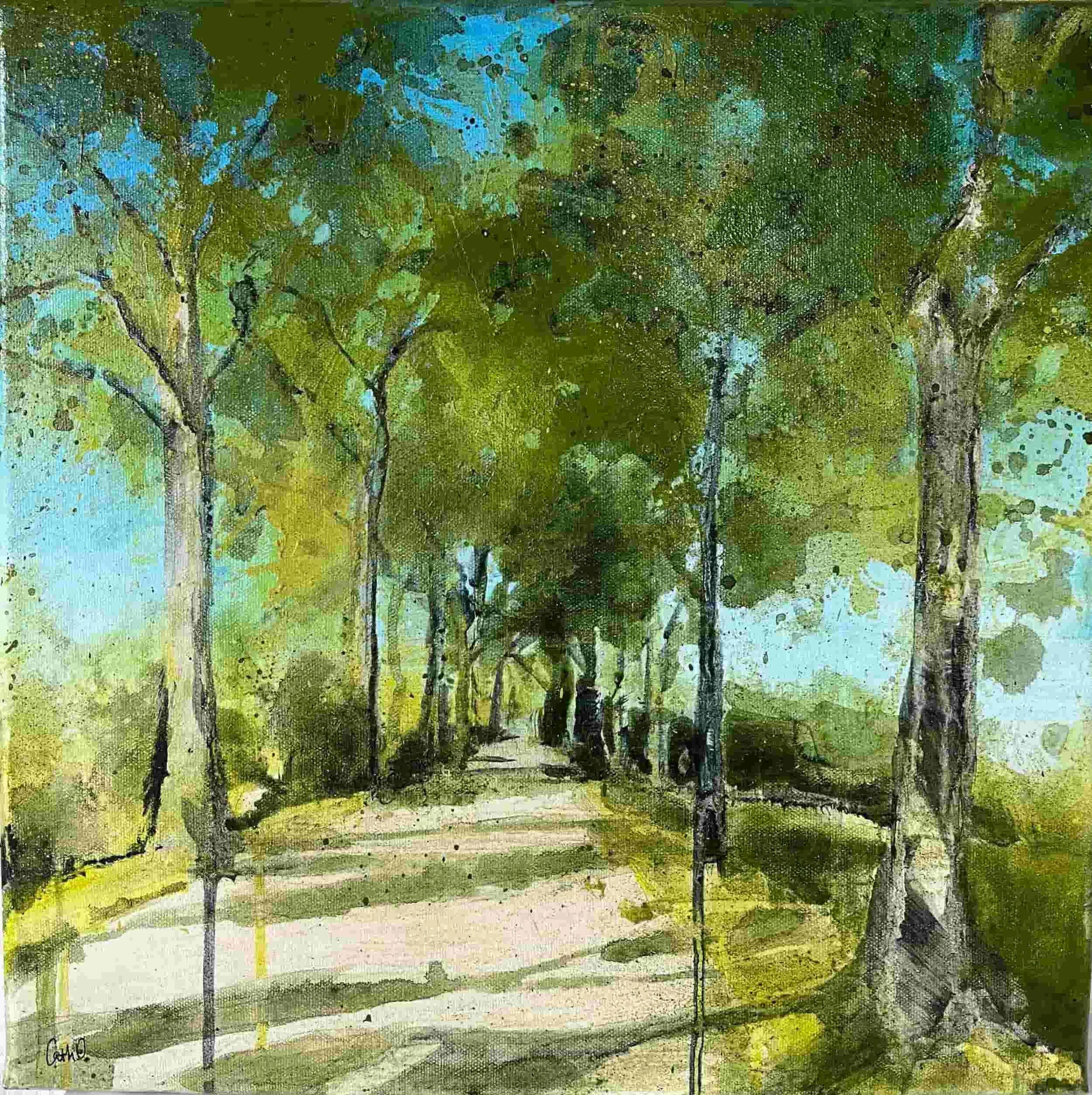 Pathways 2 (2023). Mixed media on canvas. 40 x 40cm. Available. €340.