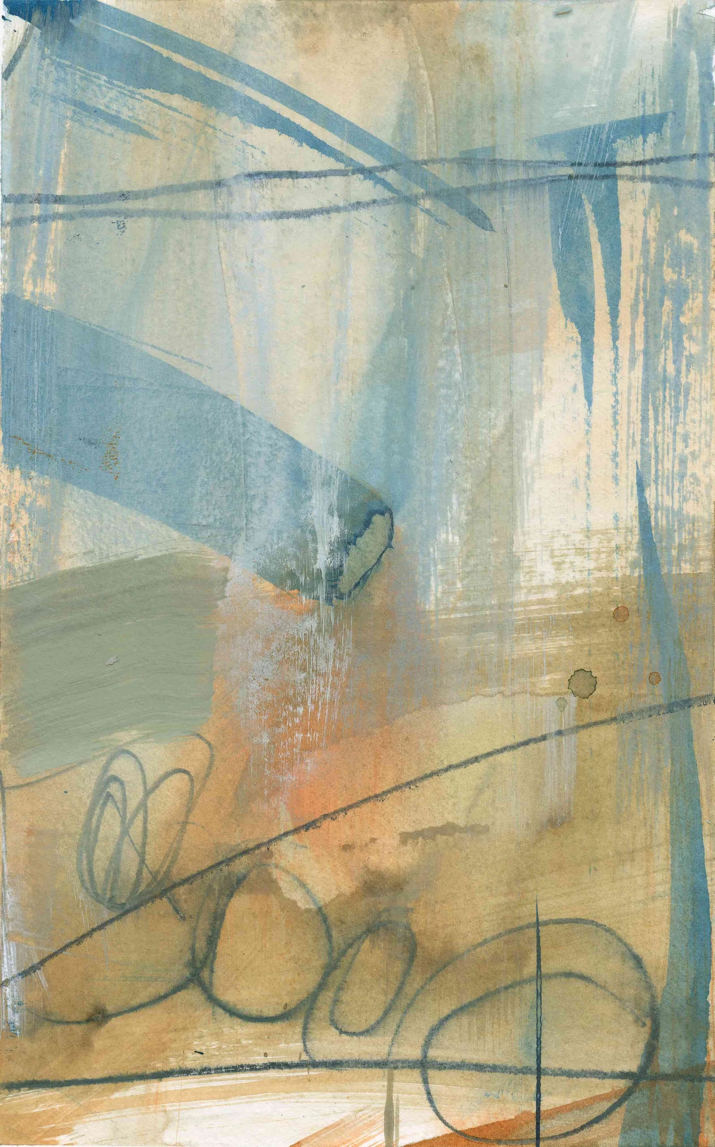 Calm in the Storm 2 (2024). Mixed media on paper. 15 x 24cm. Available. €115.