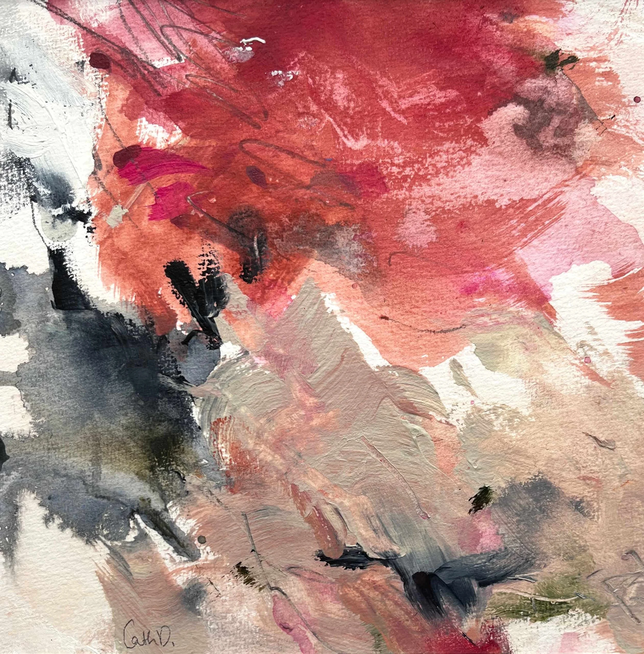 April in Paris Study 16 (2023). Acrylic on paper. 19.5 x 19.5cm, mounted with a 30 x 30cm white passe-partout. Available. €85.