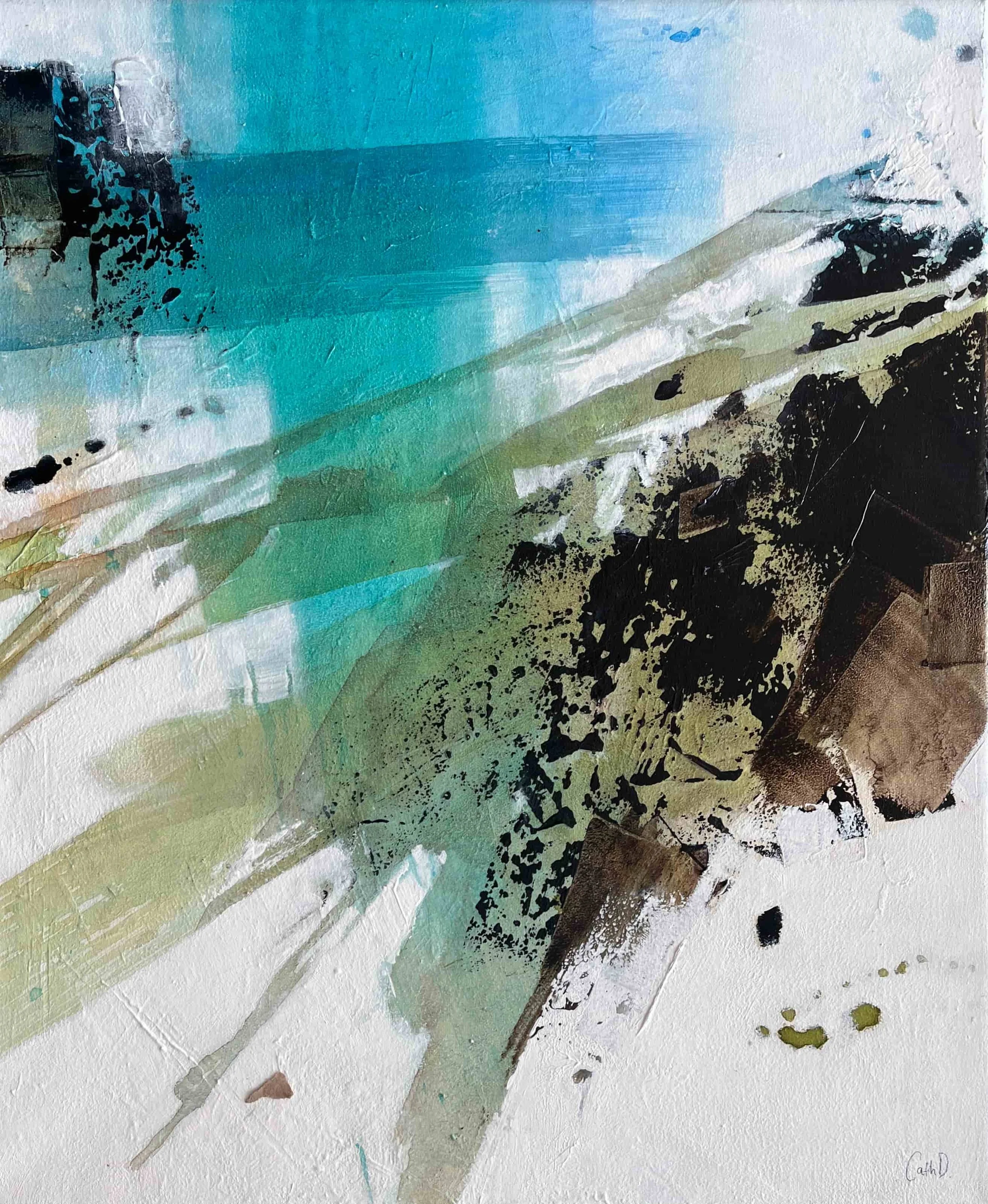 "Suspended Blue Ocean" 4 (A Suspended Blue Ocean by Hafiz). (2024). Acrylic ink and acrylic paint on canvas. 50 x 60cm. Available. €550.