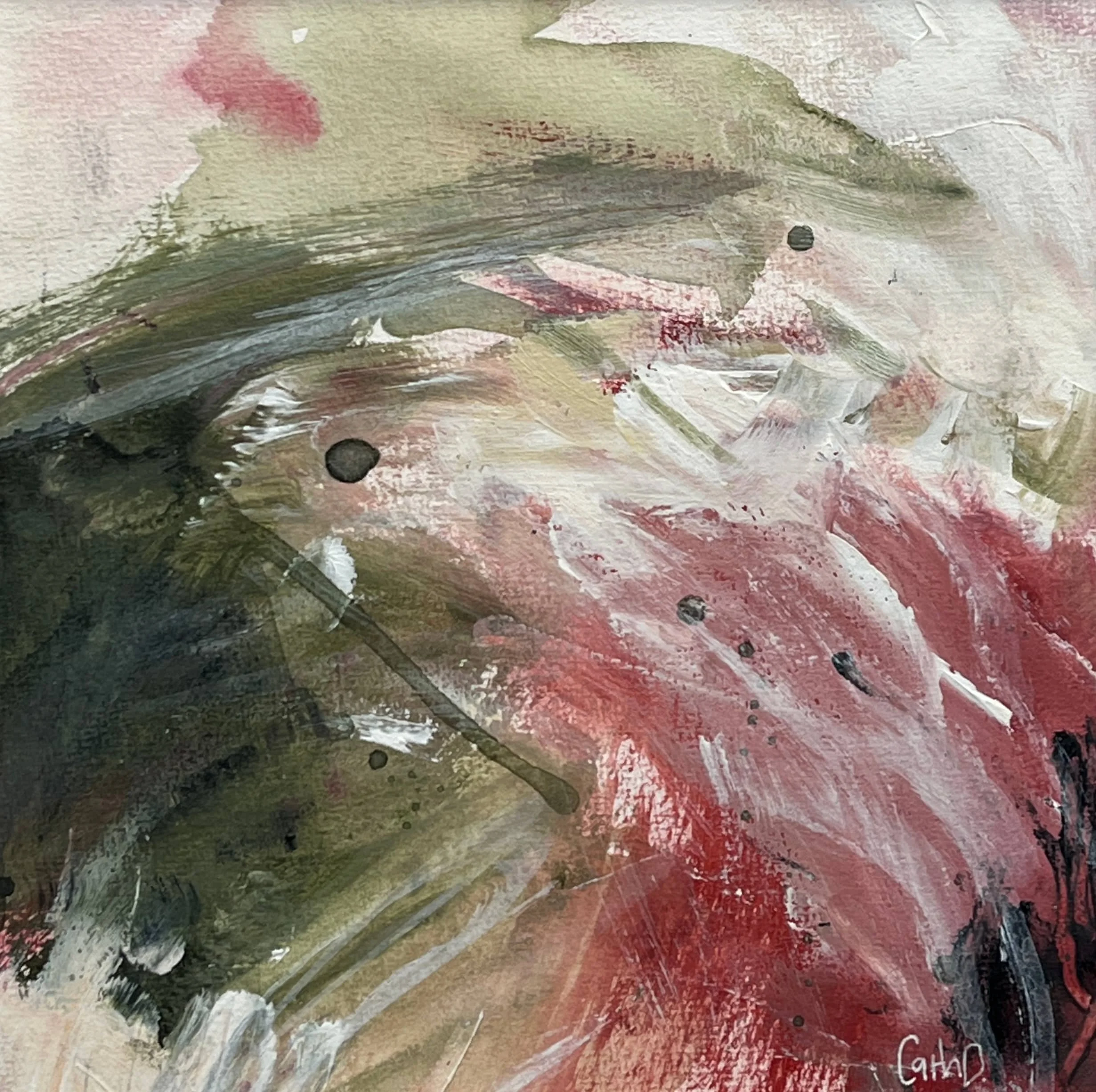 April in Paris Study 6 (2023). Acrylic on paper. 19.5 x 19.5cm, mounted with a 30 x 30cm white passe-partout. Available. €85.
