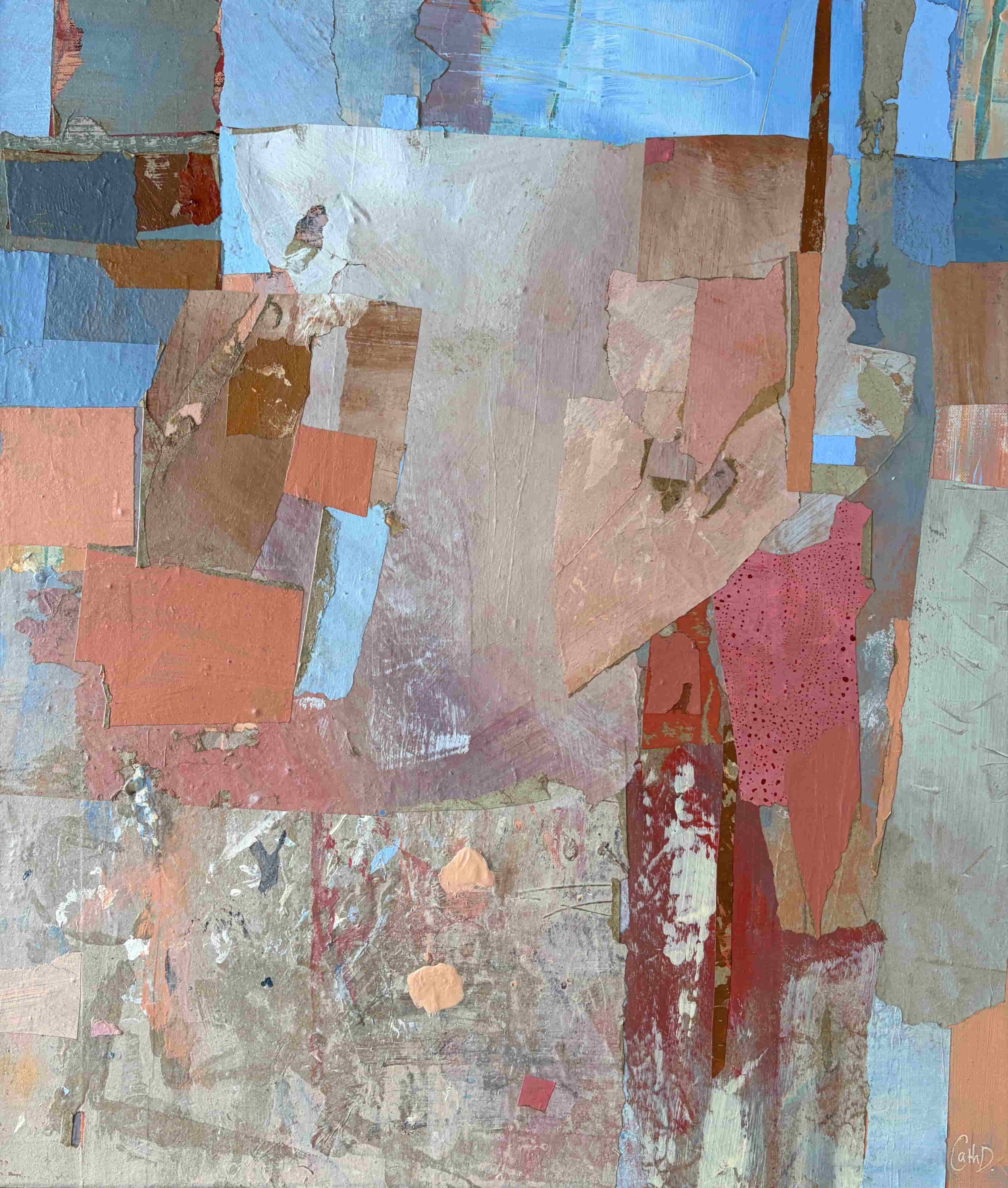 Nothing is Wasted (2026). Recycled painted paper and acrylic on canvas. 60 × 70 cm. €750