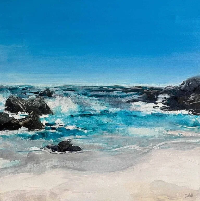 Beach Therapy 11 (2023). Acrylic on canvas. 40 x 40cm. Available. €340.