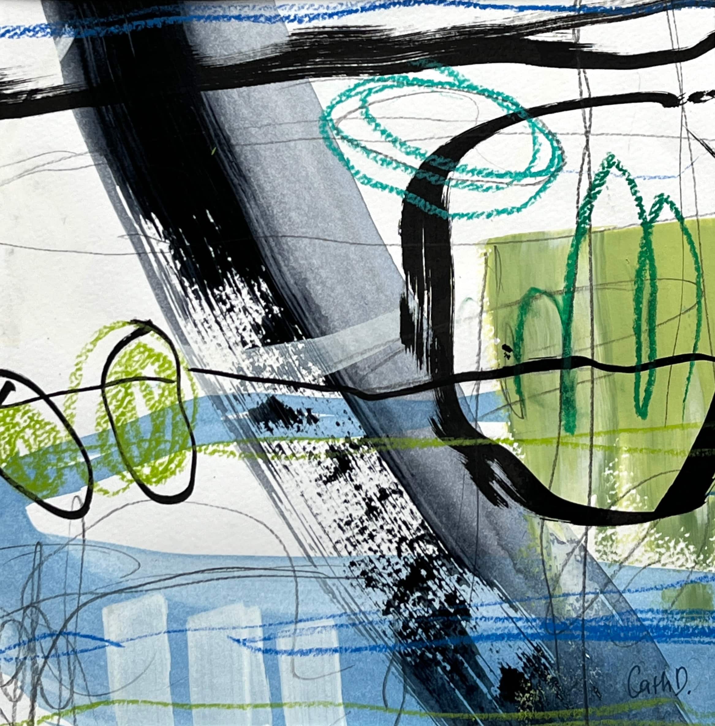 Landlines 12 (2024). Mixed media on paper. 19.5 x 19.5cm. Mounted in a 30 x 30cm white passe-partout. Available. €135.