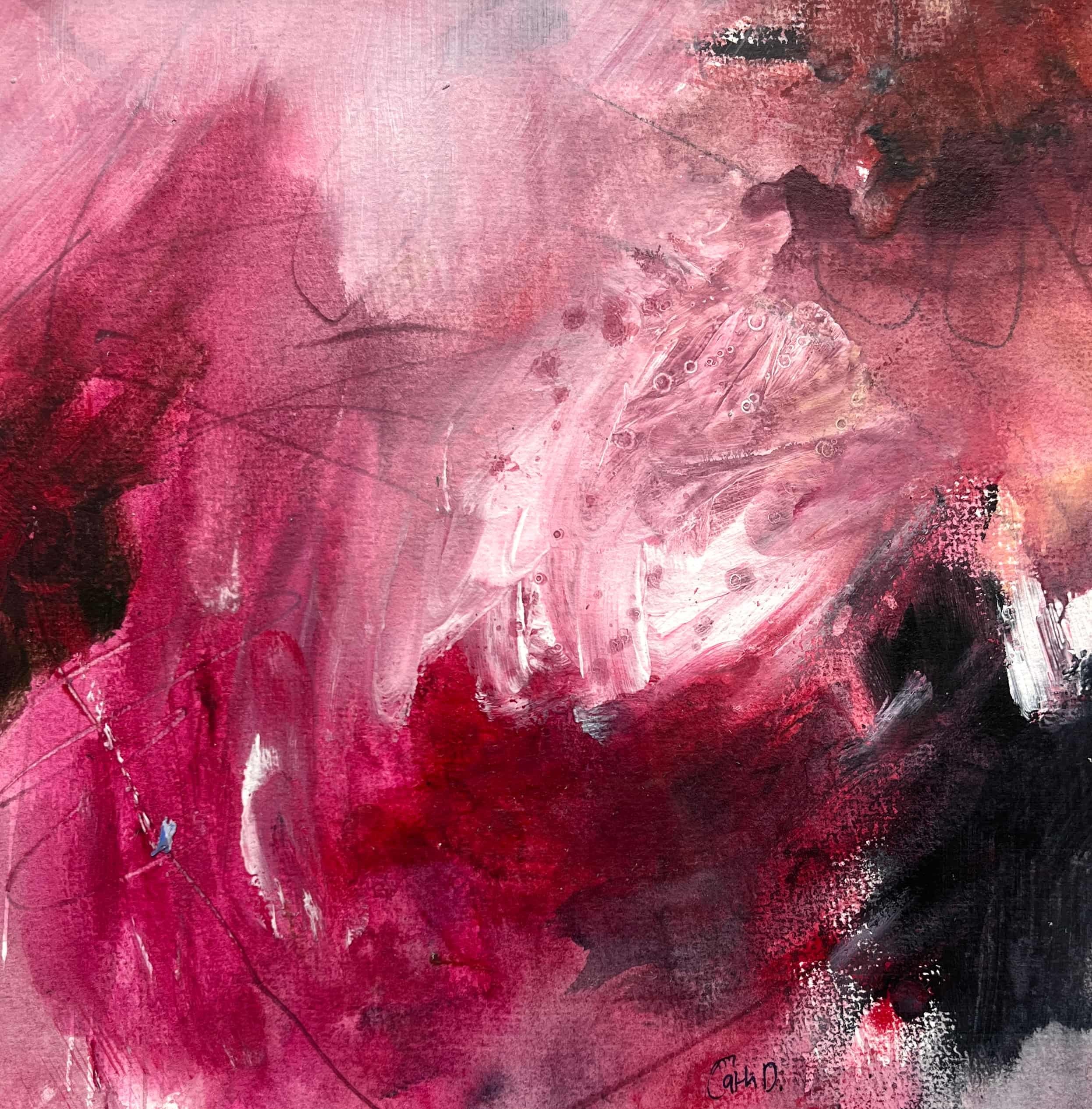 April in Paris Study 11 (2023). Acrylic on paper. 19.5 x 19.5cm, mounted with a 30 x 30cm white passe-partout. Available. €85.