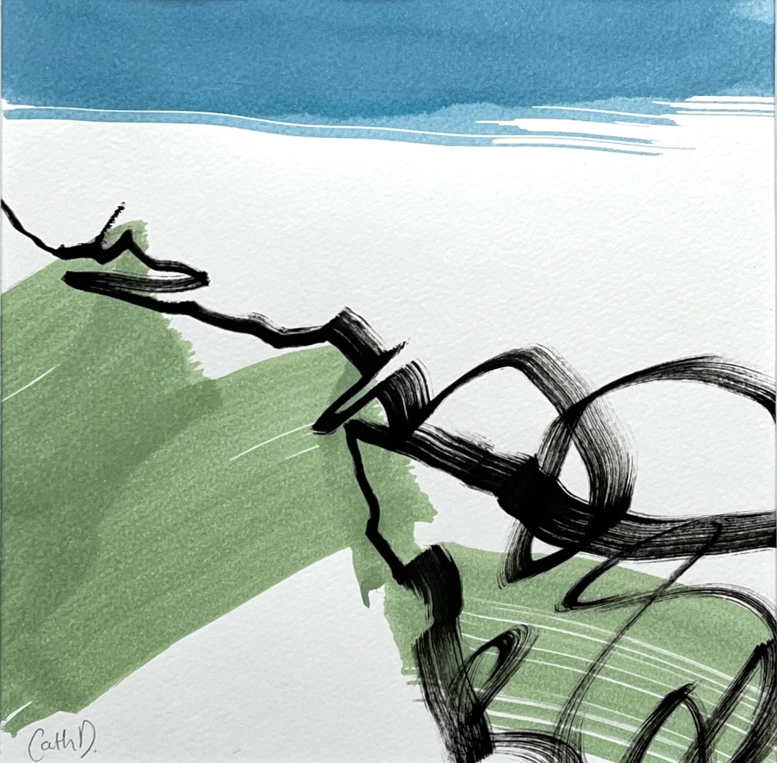 Practice Losing Farther, Losing Faster 1 (2024). Mixed media on paper. 19.5 x 19.5cm. Available. €155.