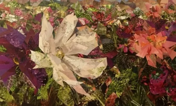 Cosmos (2018). Magazine Paper cuttings on wood panel. 45 x 60cm. SOLD.