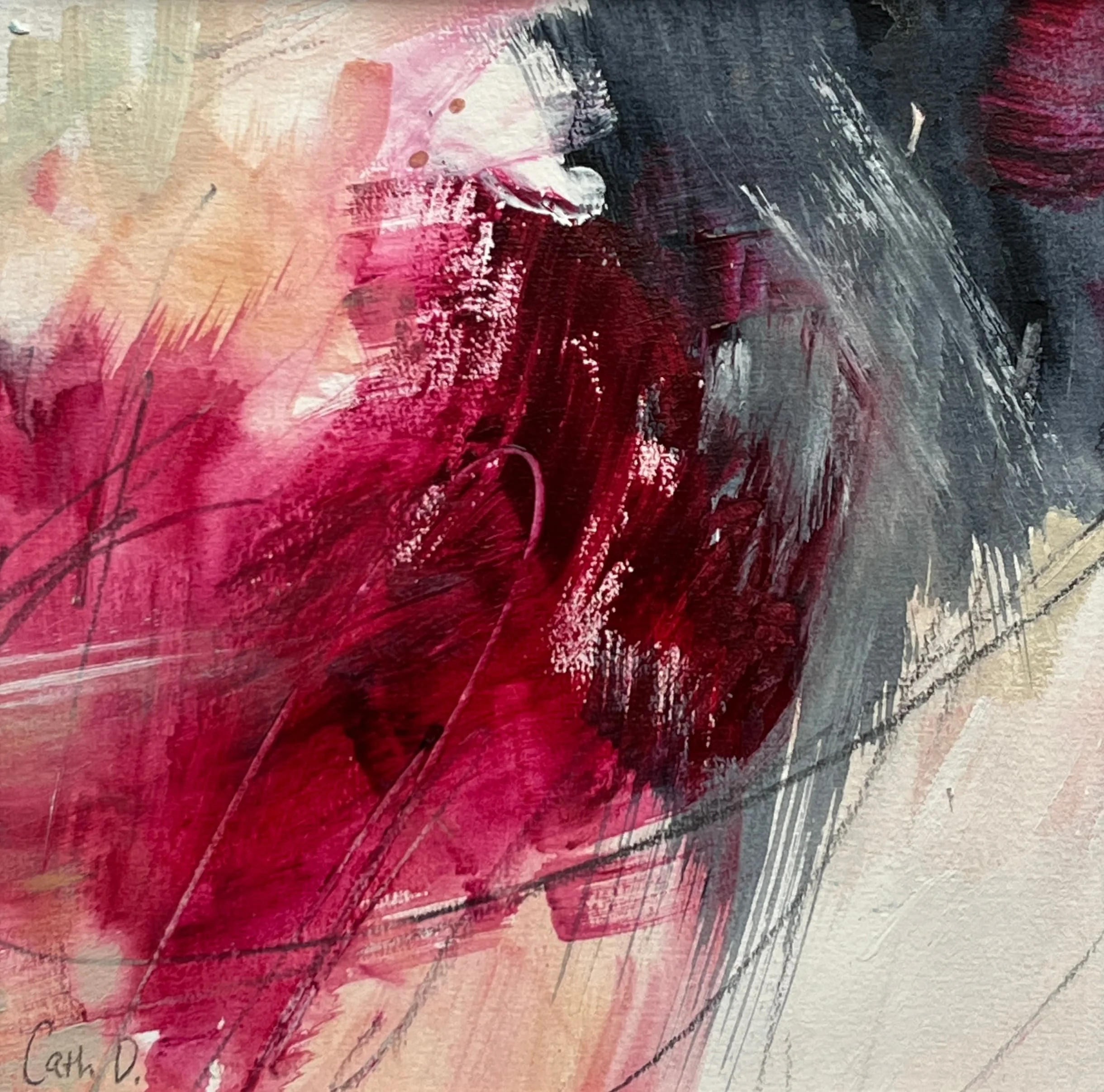 April in Paris Study 4 (2023). Acrylic on paper. 19.5 x 19.5cm, SOLD.