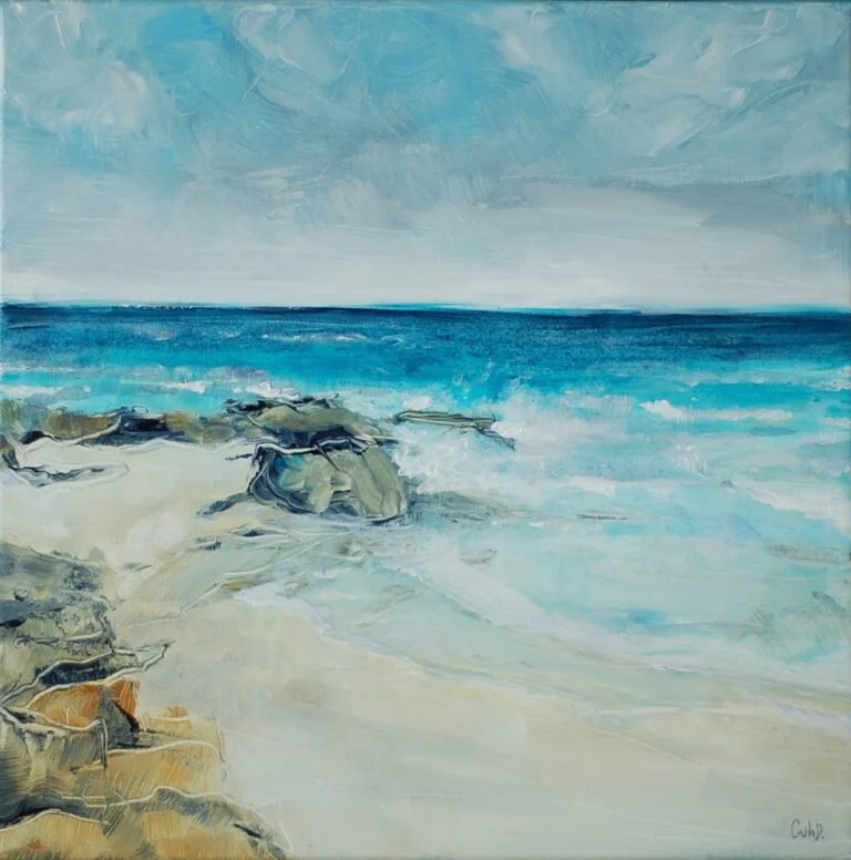 Beach Therapy 12 (2023). Acrylic on canvas. 40 x 40cm. Available. €340.