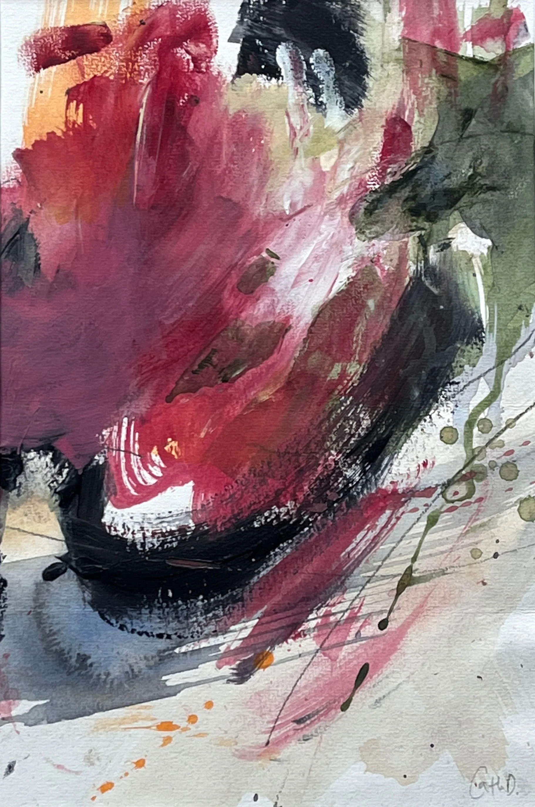 April in Paris Study 18 (2023). Acrylic on paper. 19.5 x 29.5cm, mounted with a 30 x 40cm white passe-partout. Available. €150.