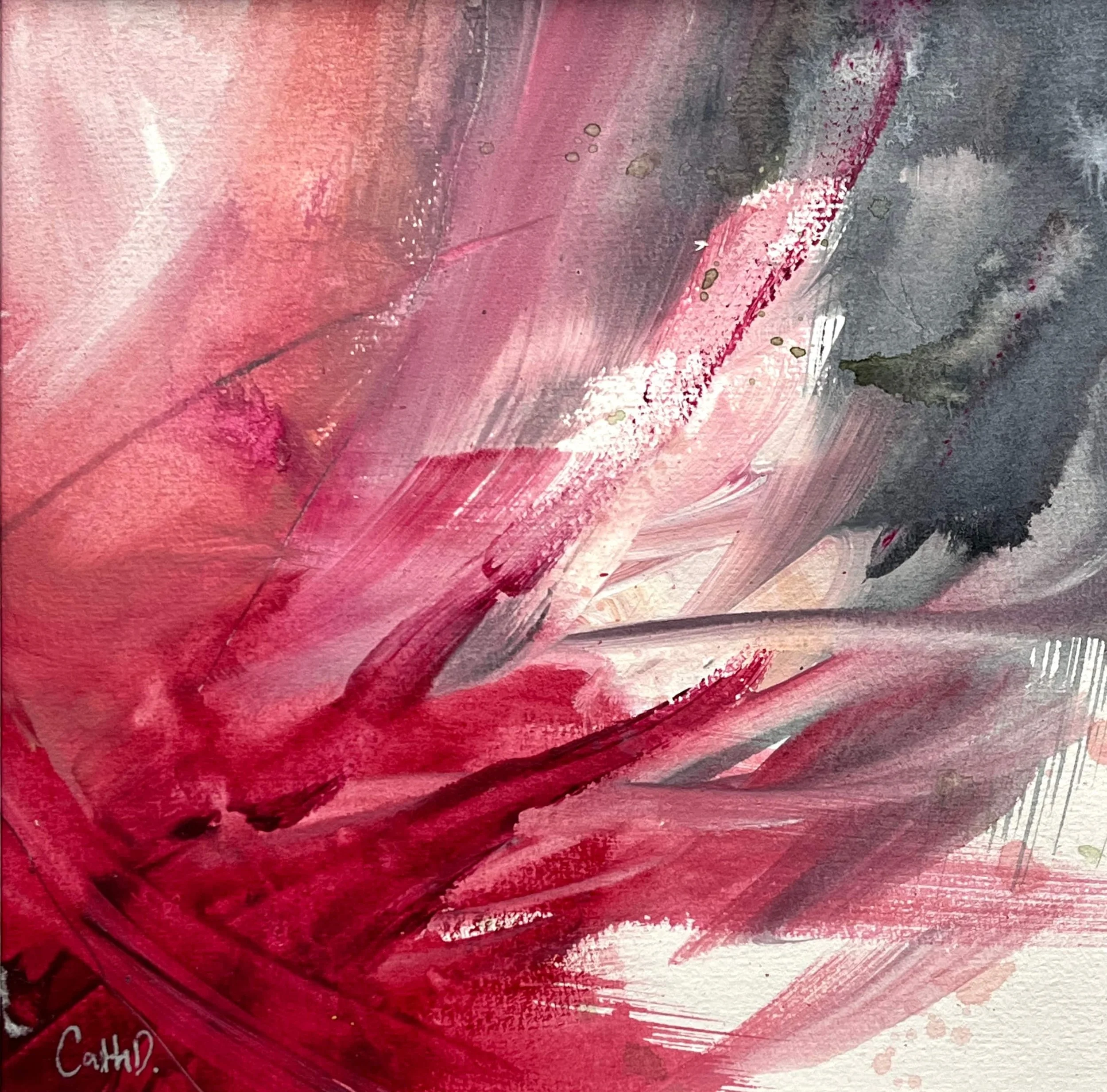 April in Paris Study 5 (2023). Acrylic on paper. 19.5 x 19.5cm, SOLD.