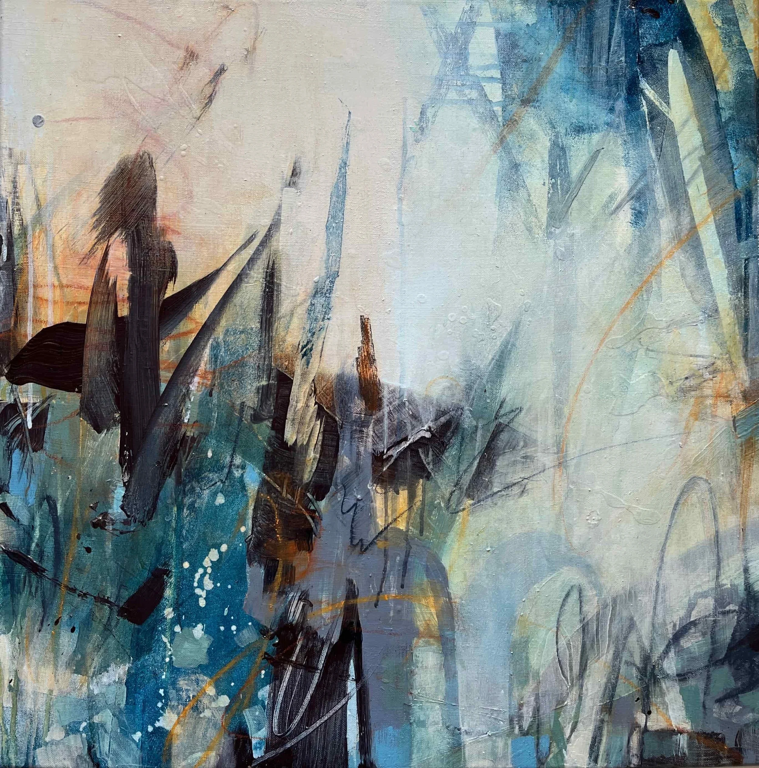 Renewal 2 (2024). Mixed media on canvas. 60 x 60cm. Available. €580.