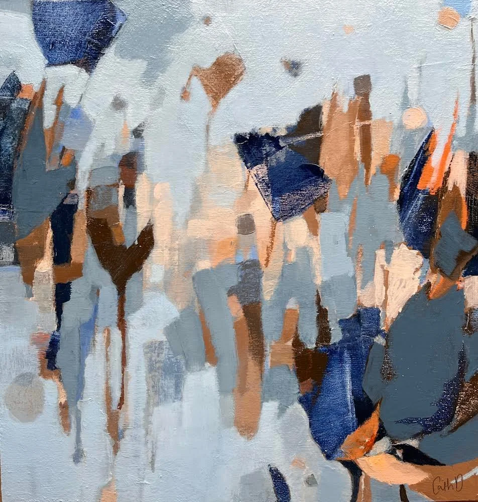 Blue Tulips (2024). Acrylic on wood panel. 30 x 30cm. Available. €225.