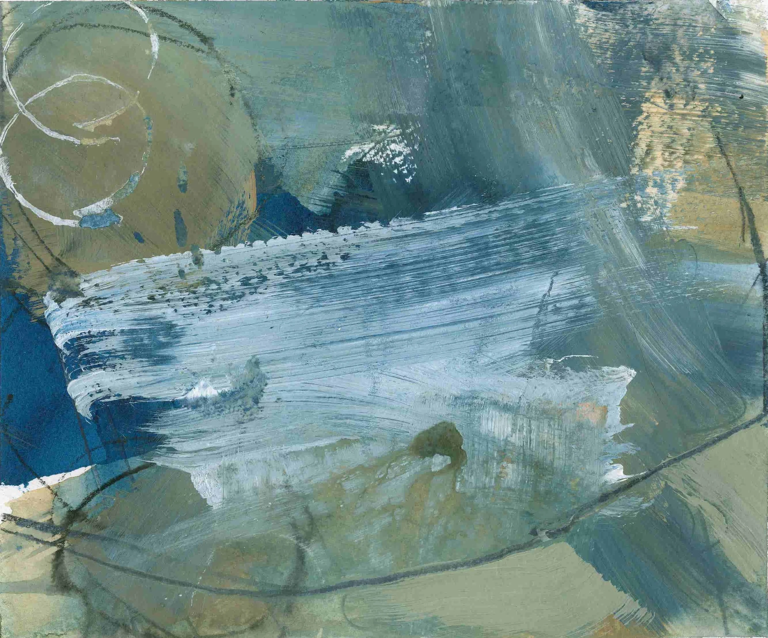 Calm in the Storm 2 (2024). Mixed media on paper. 22.5 x 19cm. Available. €130.