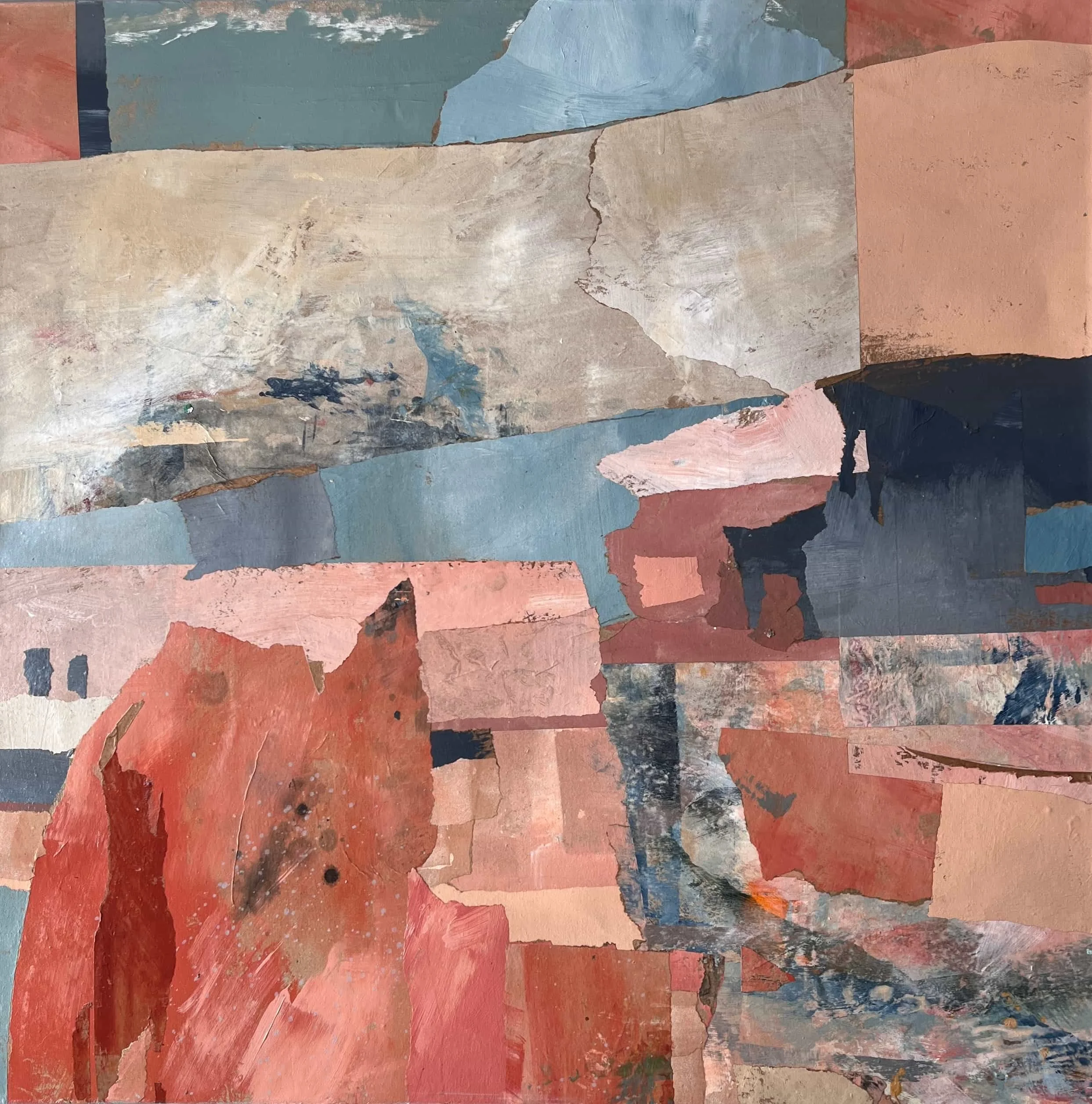 What the Wind Wants You To know (2025). Recycled painted paper collage on canvas. 80 x 80cm. Available. €950.