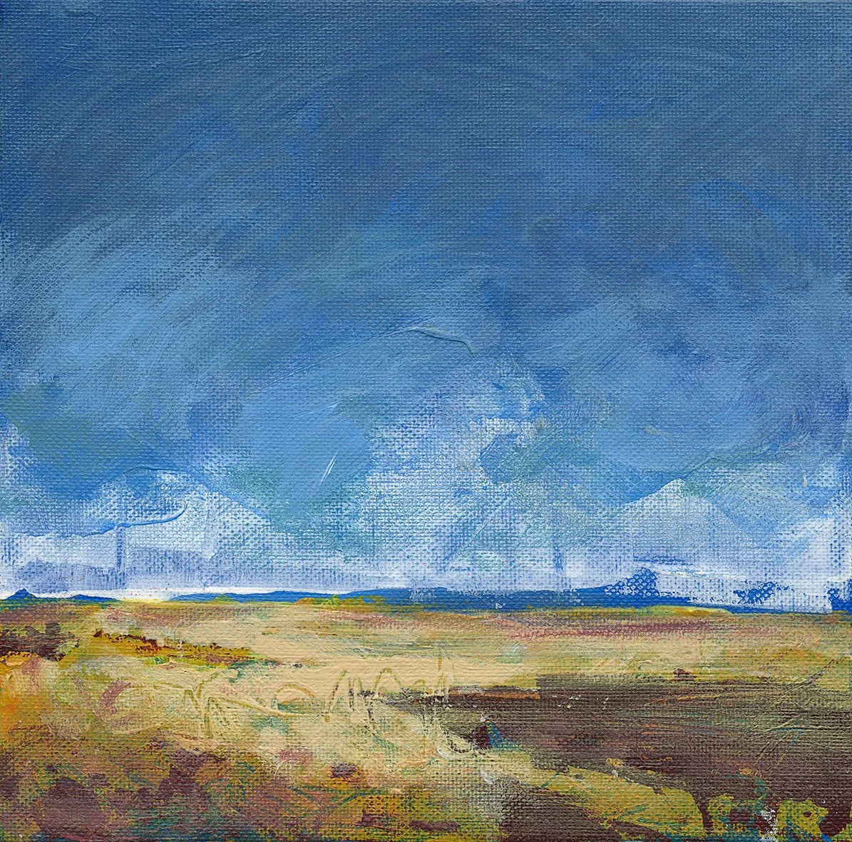 Fields of Gold (2021). Acrylic on canvas board. 21 x 21cm. SOLD.