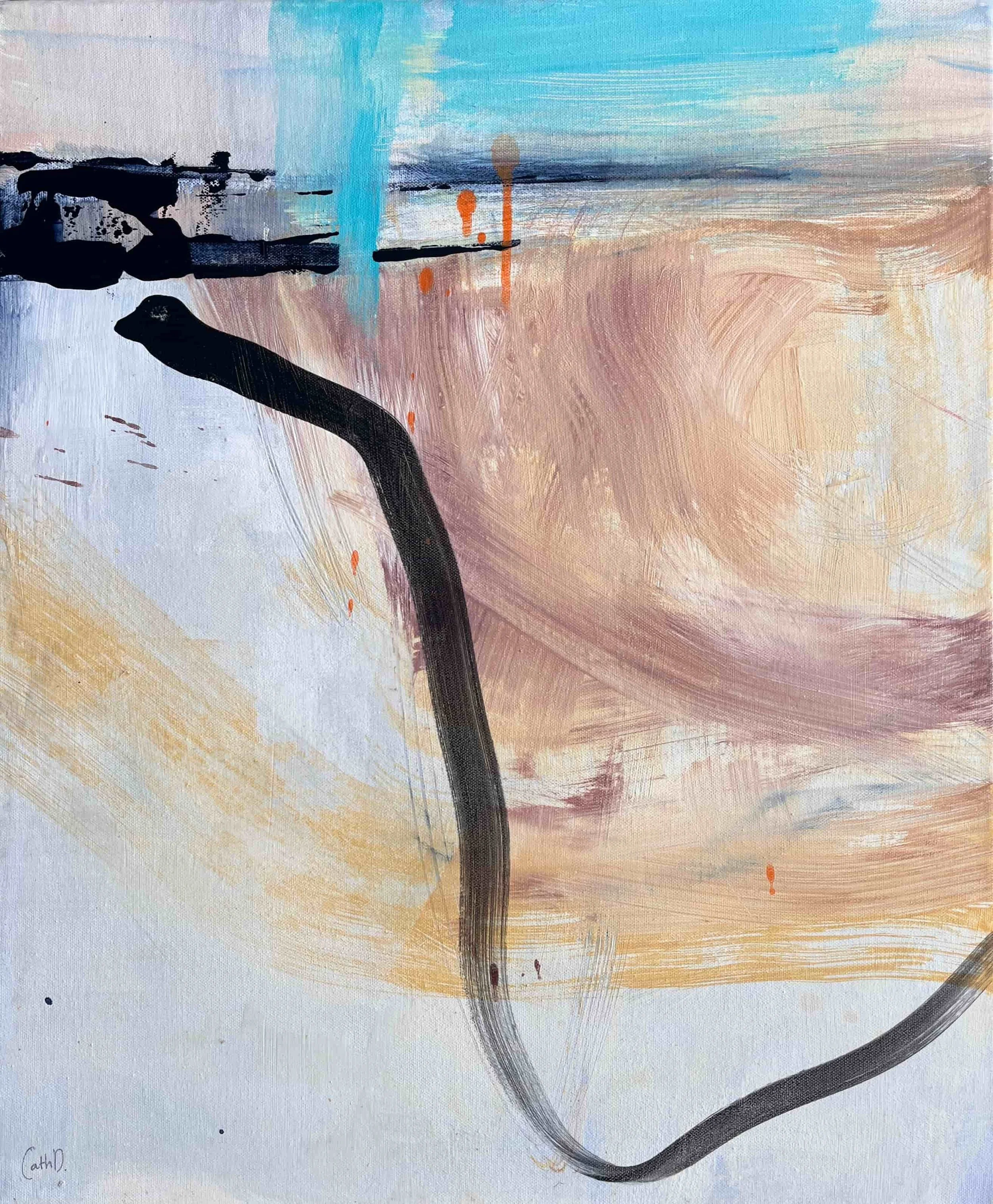 "I remember the ebb and flow  of my own blood in her waves". (2025). Acrylic on canvas. 50 x 60. Available. €550.