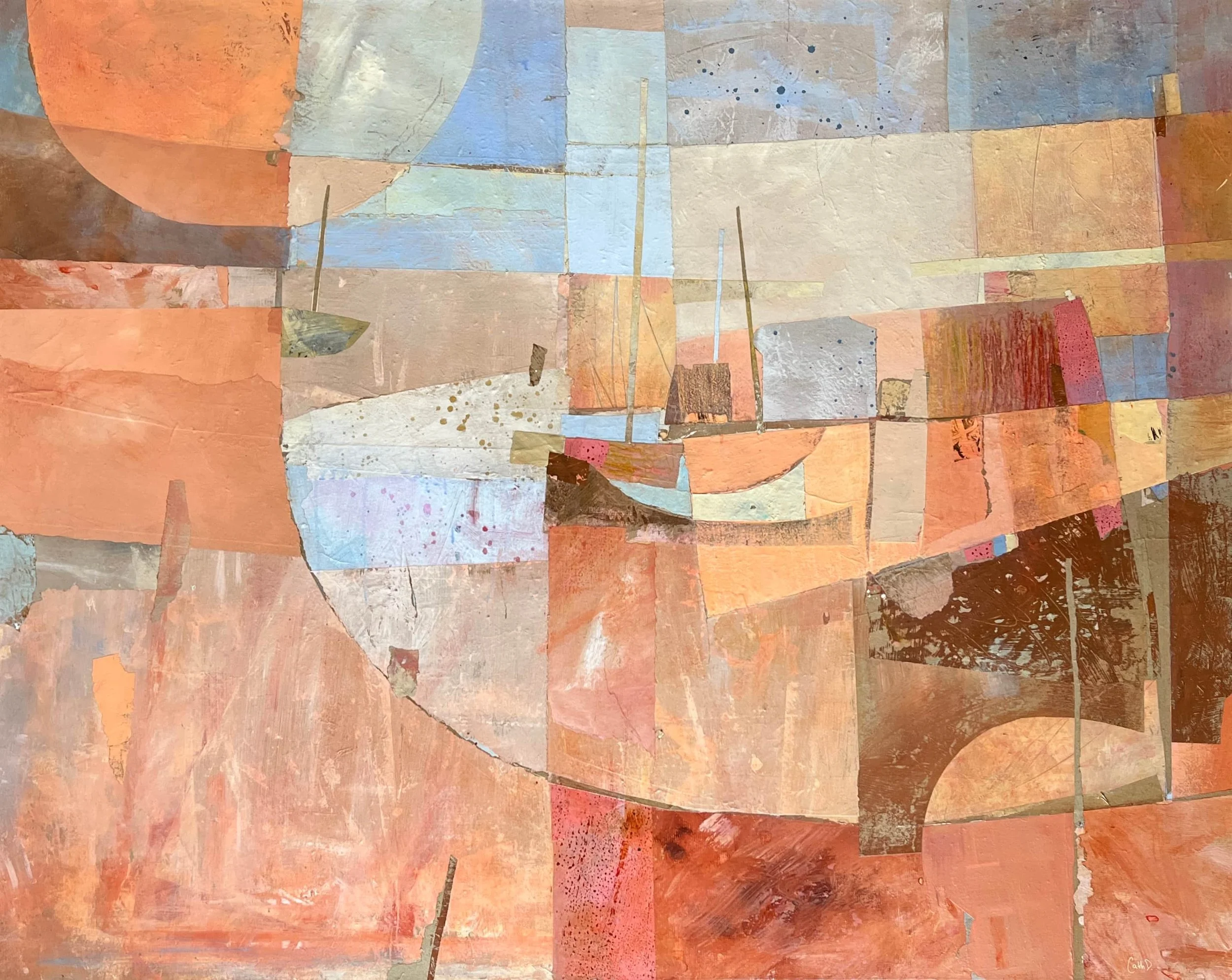 Mount The Hidden Tide and Travel back Home (2025). Recycled painted paper collage on canvas, 150cm x 120cm. Available. €2950.