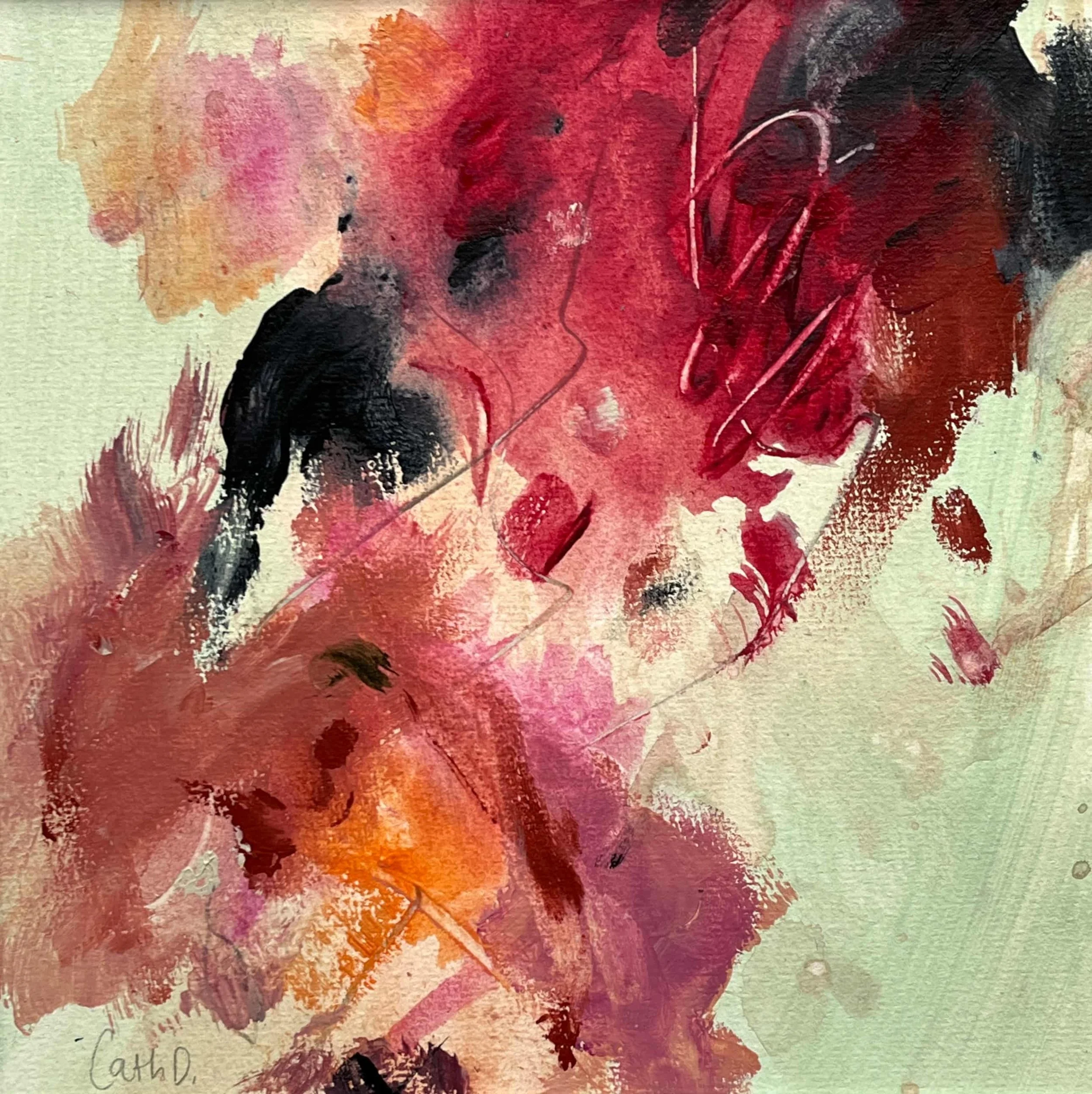 April in Paris Study 7 (2023). Acrylic on paper. 19.5 x 19.5cm, SOLD.