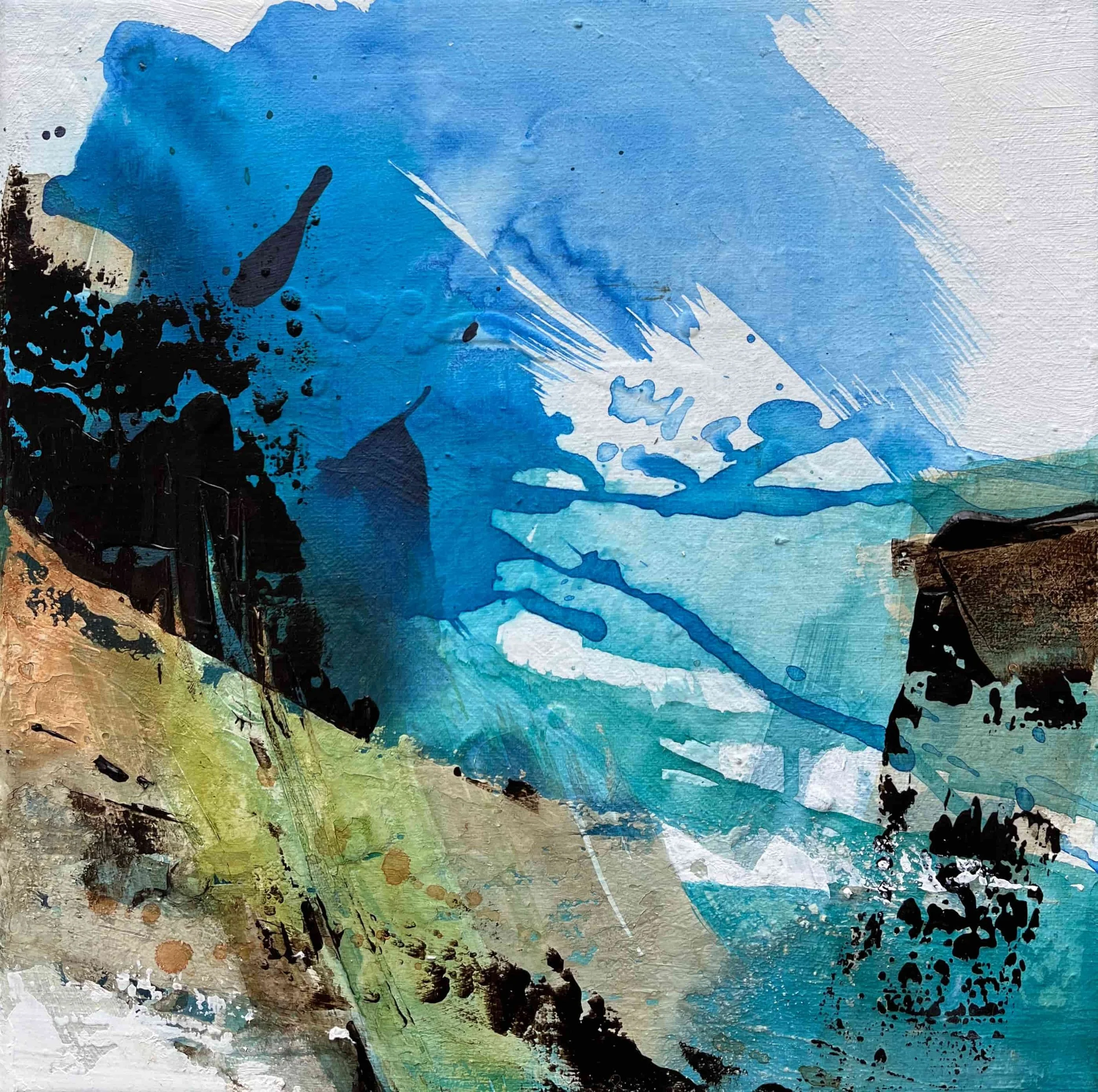 "Timeless Sea Breezes "1 (Song of the Sea by Rainer Maria Rilke).  (2024). Acrylic on wood panel. 30 x 30cm. SOLD.