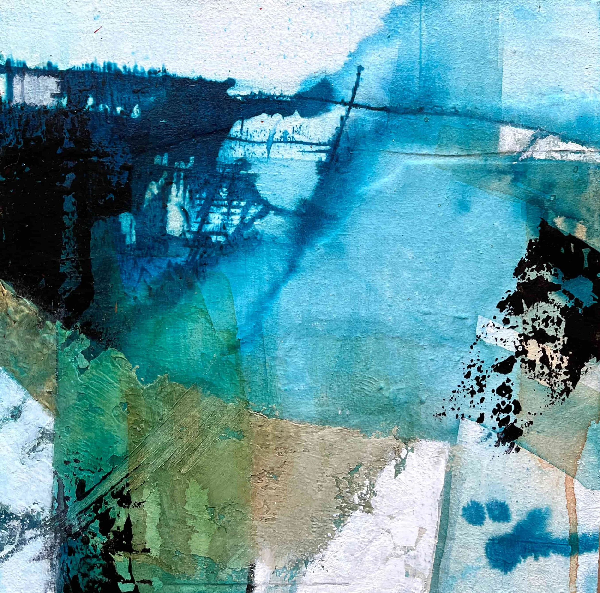"Timeless Sea Breezes" 3 (Song of the Sea by Rainer Maria Rilke). (2024). Acrylic on wood panel. 30 x 30cm. SOLD.