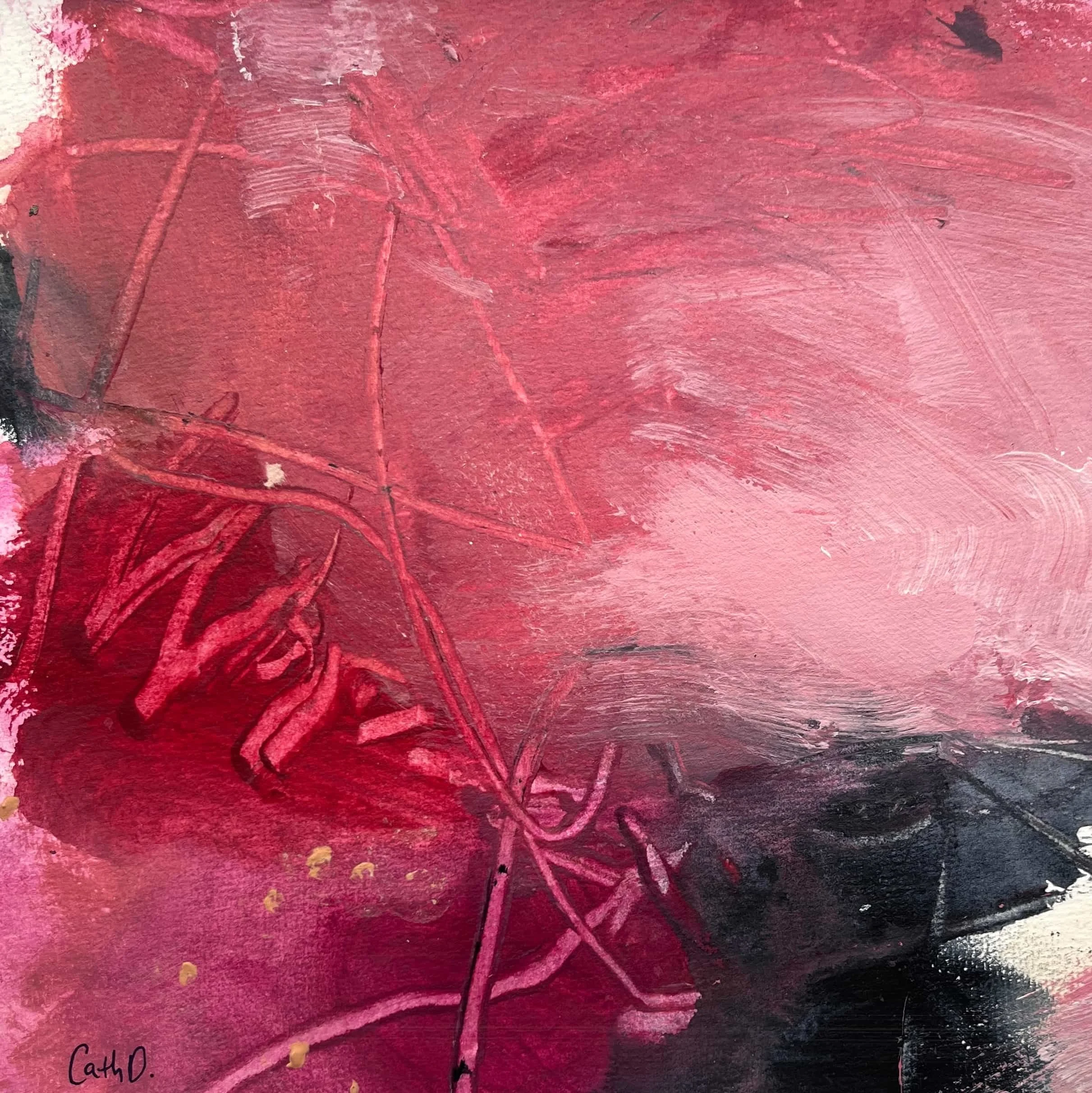 April in Paris Study 14 (2023). Acrylic on paper. 19.5 x 19.5cm, mounted with a 30 x 30cm white passe-partout. Available. €85.