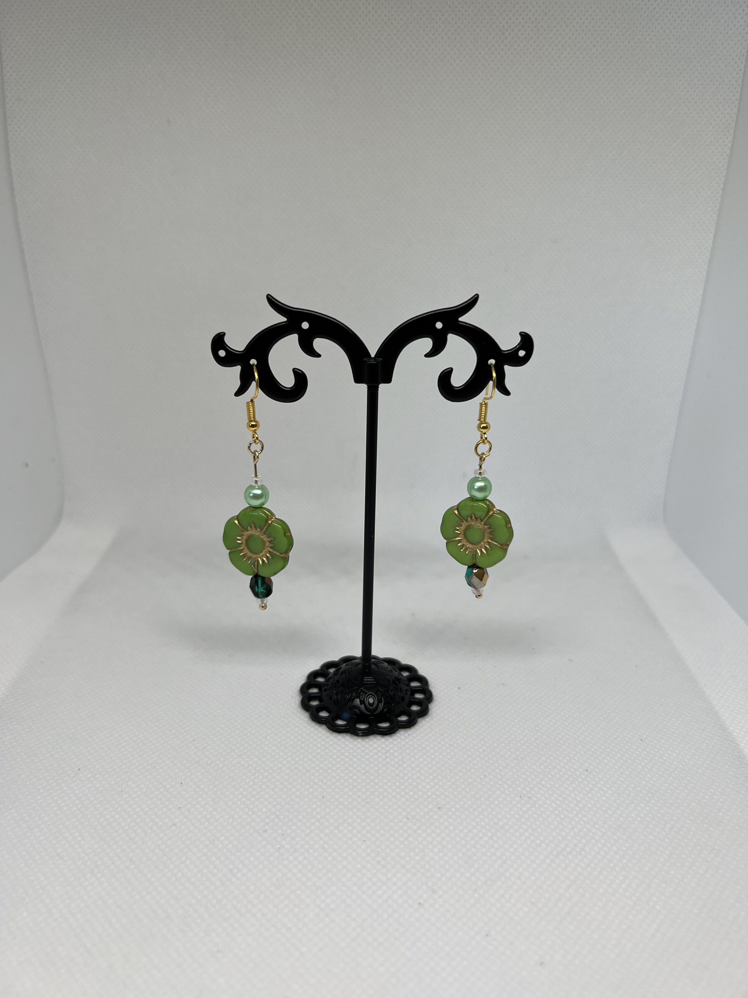 Green Flower Earrings
