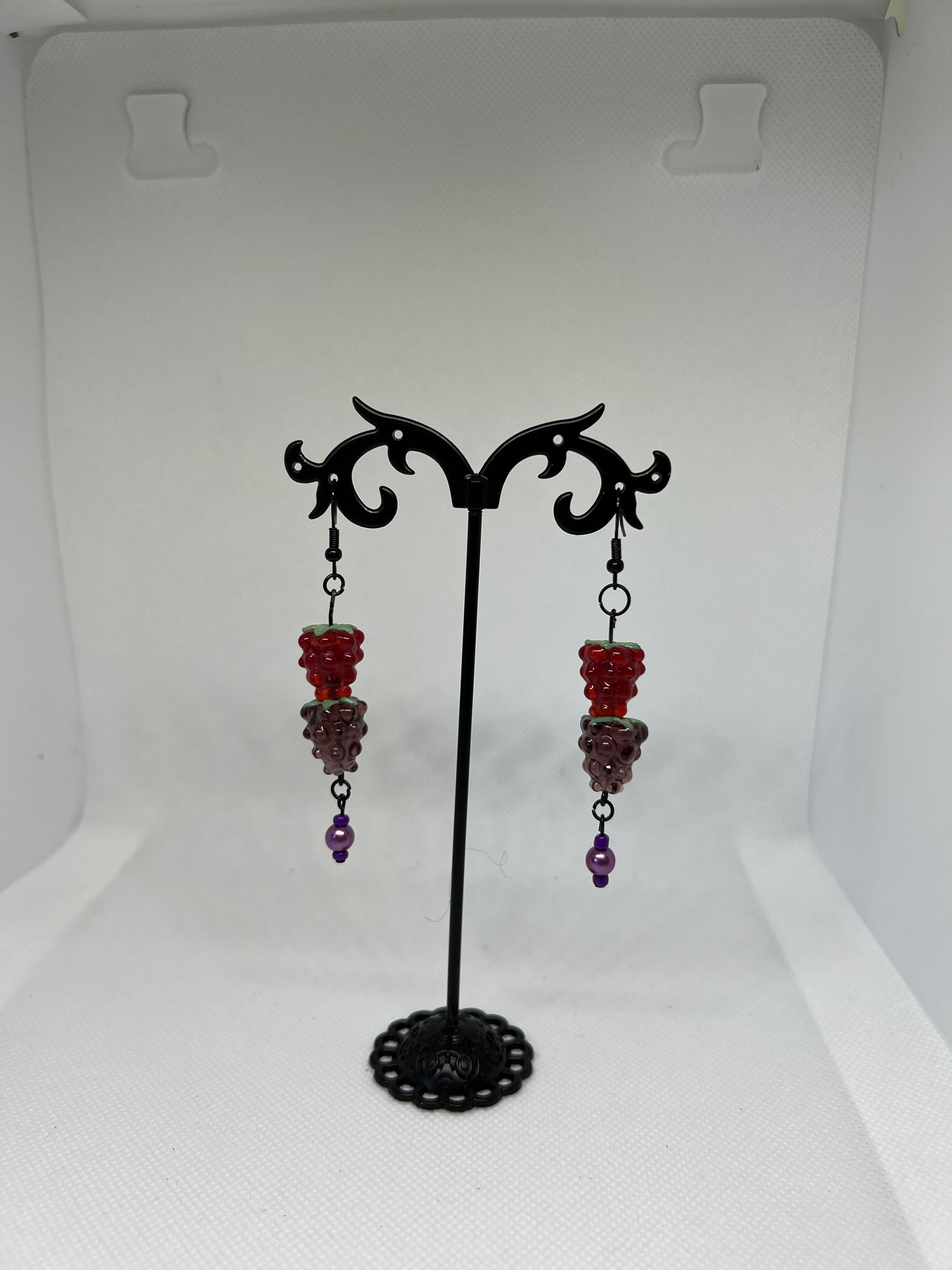 Blackberry and Raspberry Earrings
