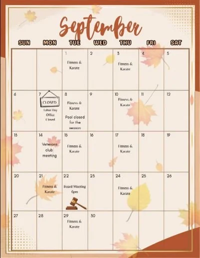 September 2026 Otter Creek community calendar