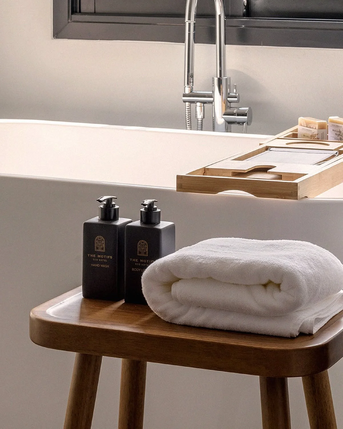 Because even the smallest touches can make a big difference. At #TheMotifsEcoHotel, we've worked with local partners to design in-room amenities made with organic chemical-free ingredients to make sure your stays with us are both unique and sustainab