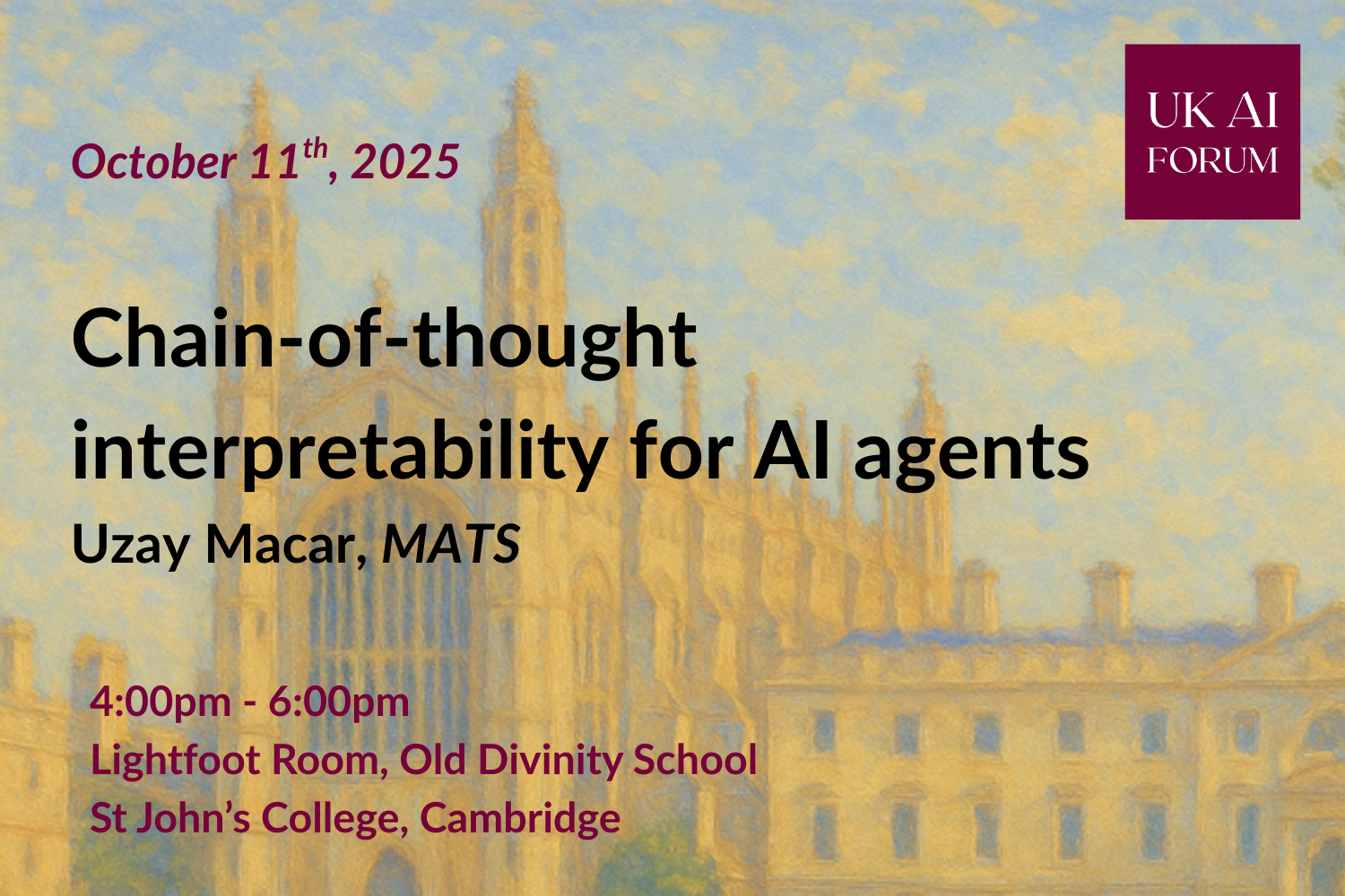 Chain-of-thought interpretability for AI Agents (Uzay Macar, MATS)
