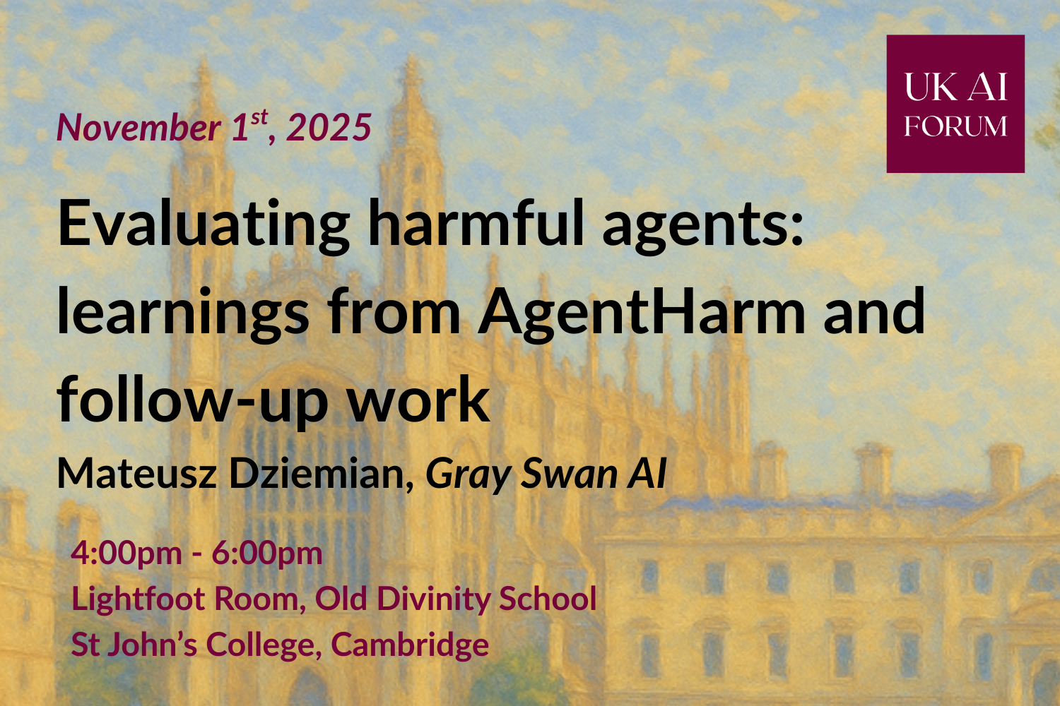 Evaluating harmful agents: learnings from AgentHarm and follow-up work (Mateusz Dziemian, Gray Swan AI)