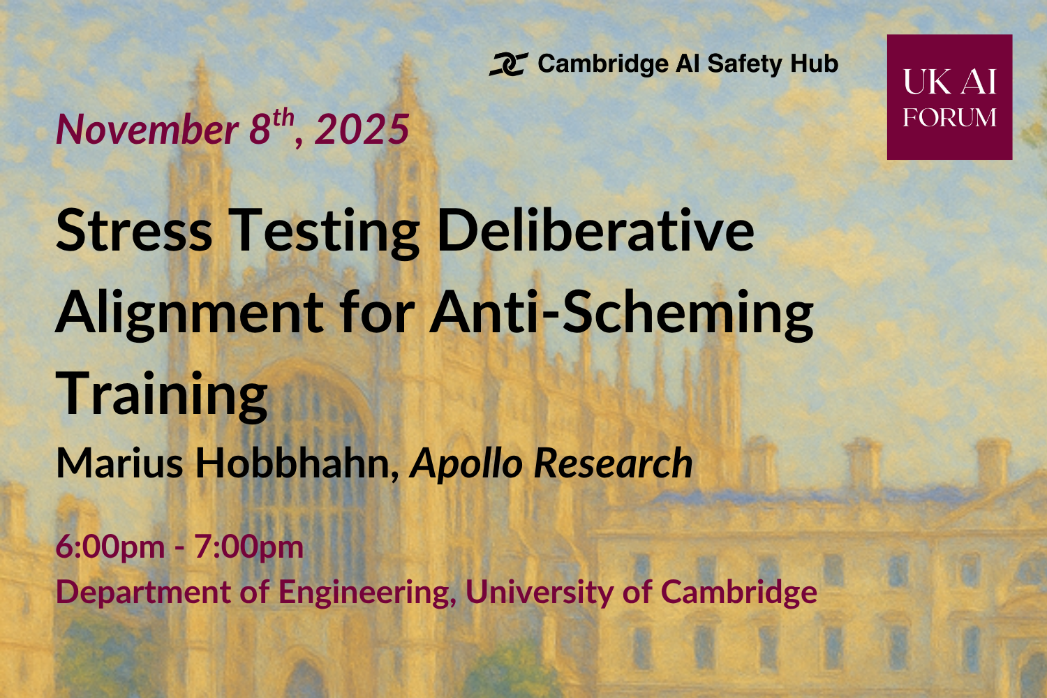Stress Testing Deliberative Alignment for Anti-Scheming Training (Marius Hobbhahn, Apollo Research)
