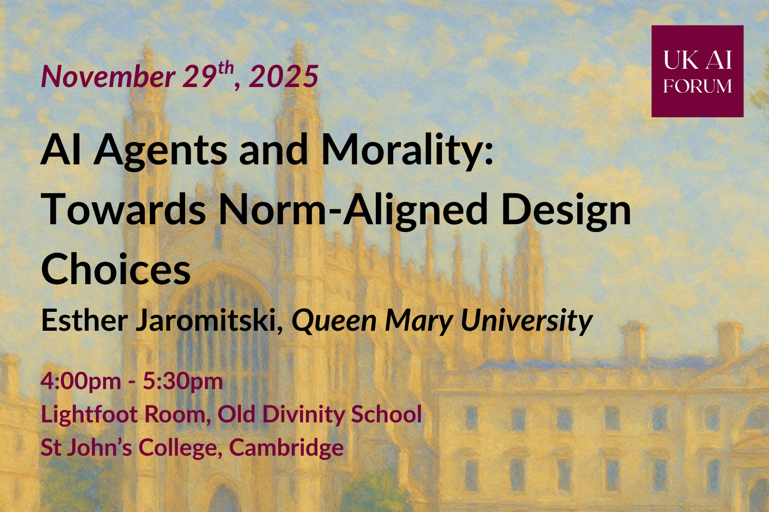 AI Agents and Morality: Towards Norm-Aligned Design Choices (Esther Jaromitski, Queen Mary University)