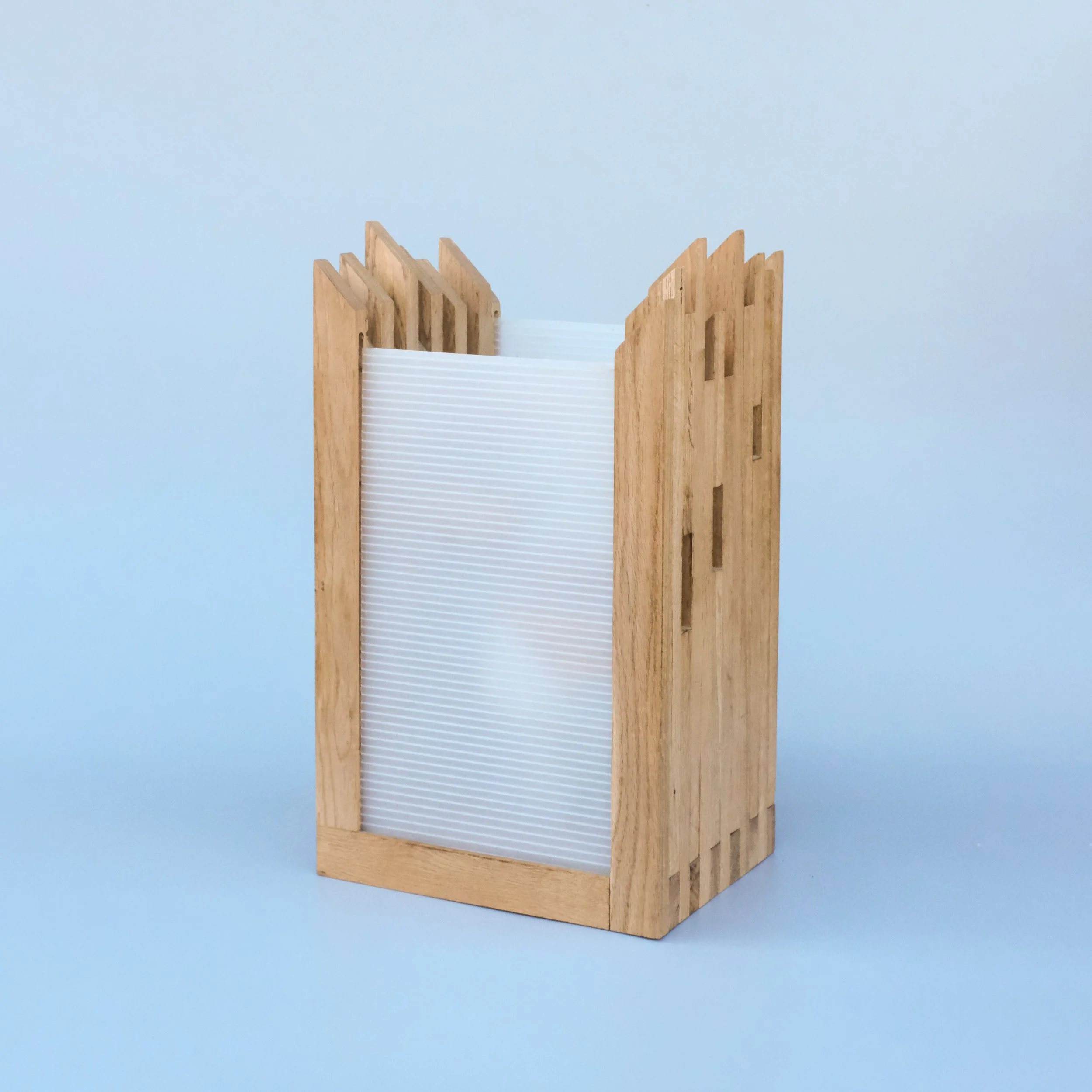 Handmade Oak Lantern Lamp | Sculptural Table Lamp