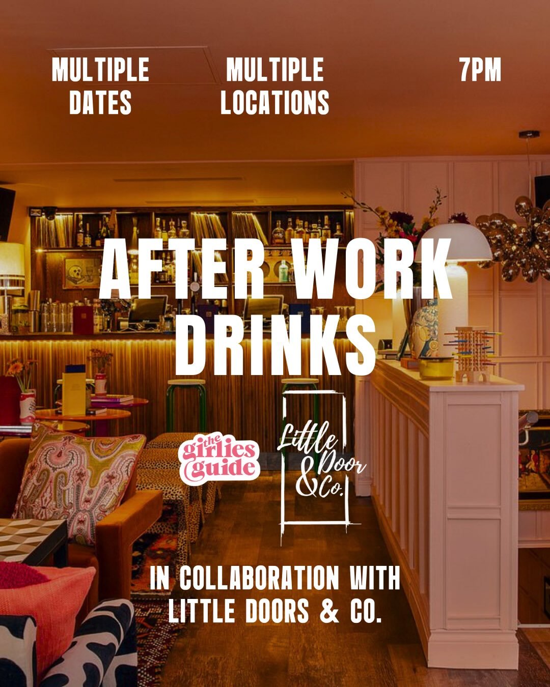 After work drinks are BACK 🥂🍷🍸

When we started The Girlies Guide all those years ago, this is what we were built on. Events like these.

Just a group of girlies in a fun bar, making friends. Works like a charm 💖