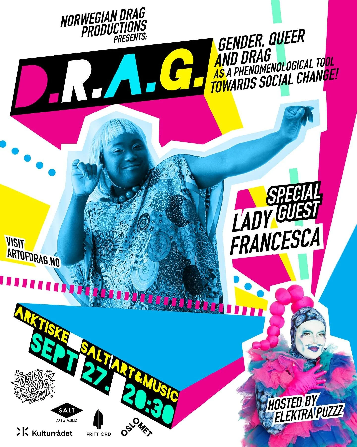 The dazzling Lady Francesca will join Art of Drag show as our second special guest &mdash; bringing glamour, power, and unforgettable drag to the stage!

Earlier in the day, she appears alongside producer Daniel Vais in the seminar Invisible Superher