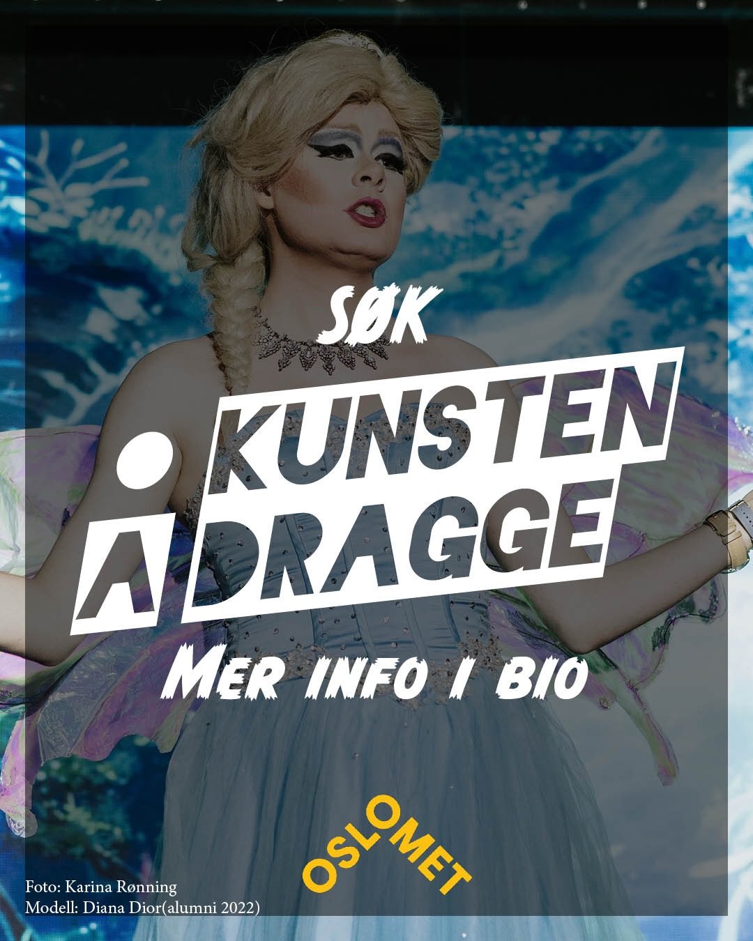 S&oslash;k kunsten &aring; dragge (15 stp) p&aring; @estetiskefag 😍 s&oslash;knadsfrist 15. april! Studiestart 18. august! Mer info i bio! Foto: @karinathedragphotographer Modell: @miss_dianadior #drag #akademia #queer #draginorge #studerdrag