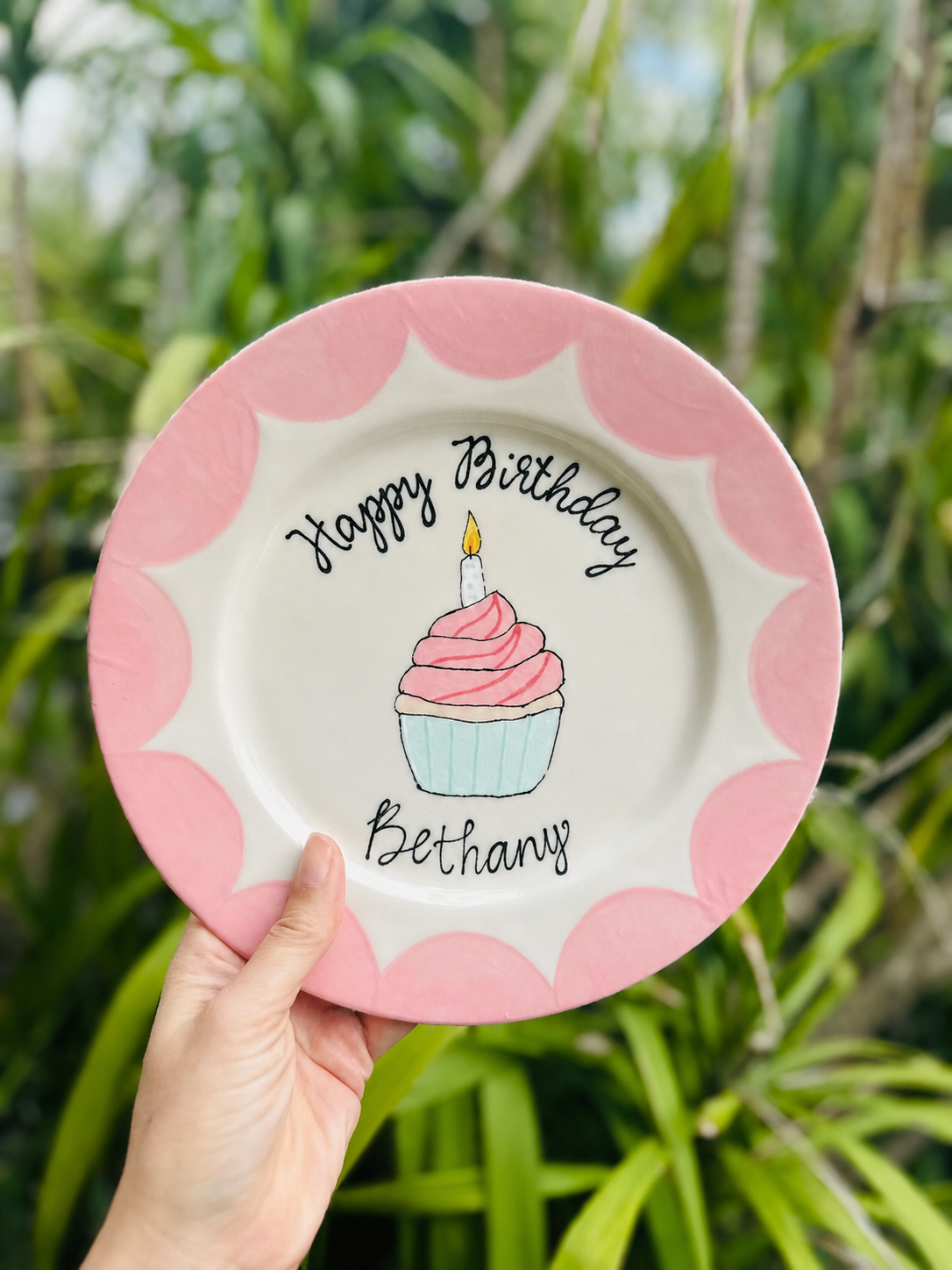 Birthday Plate Keepsake - Pink Scalloped Rim